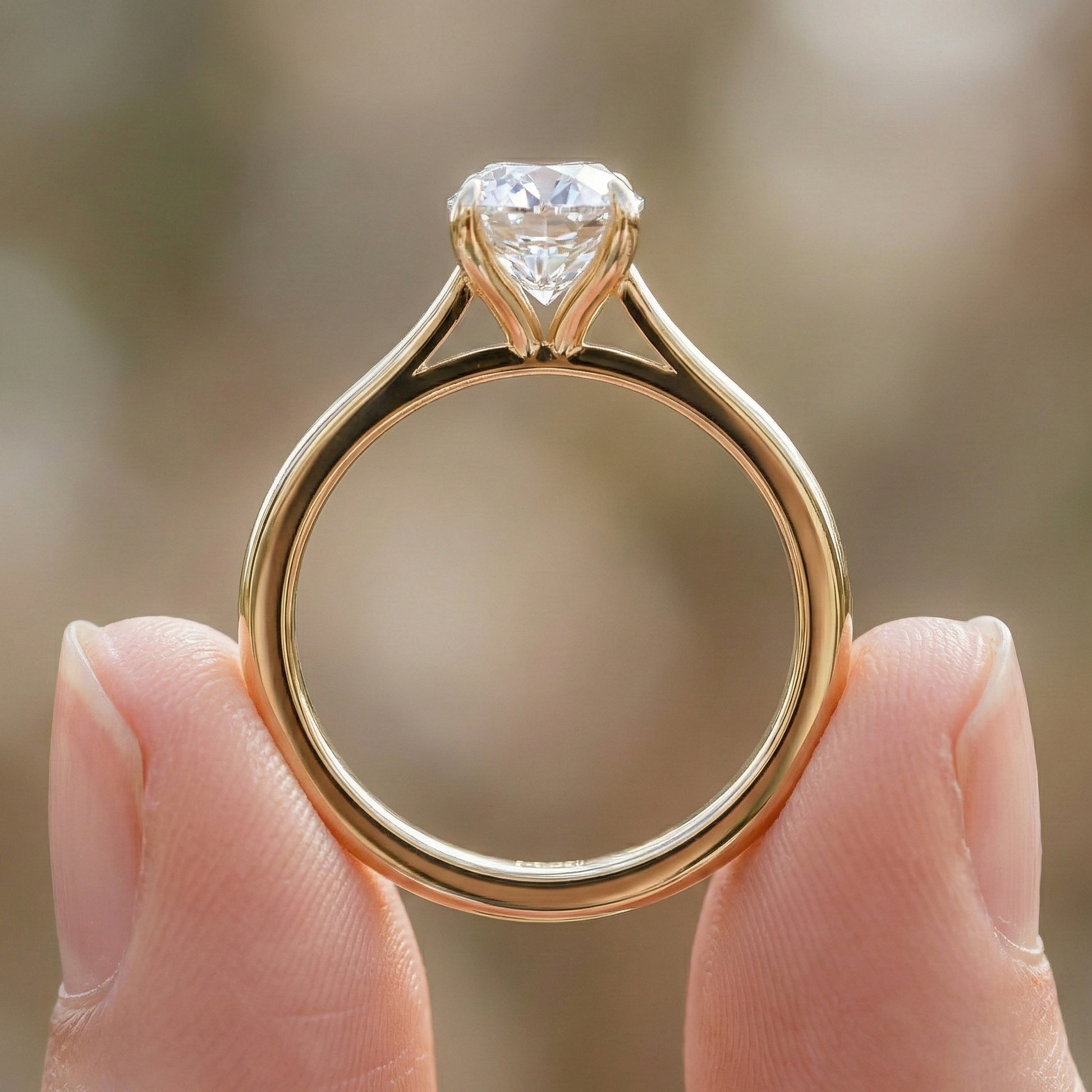 1.25 CT Oval Cut Solitaire Engagement Ring in 18K Solid Gold, Minimalist Promise Ring, Dainty Oval Diamond Bridal Jewelry