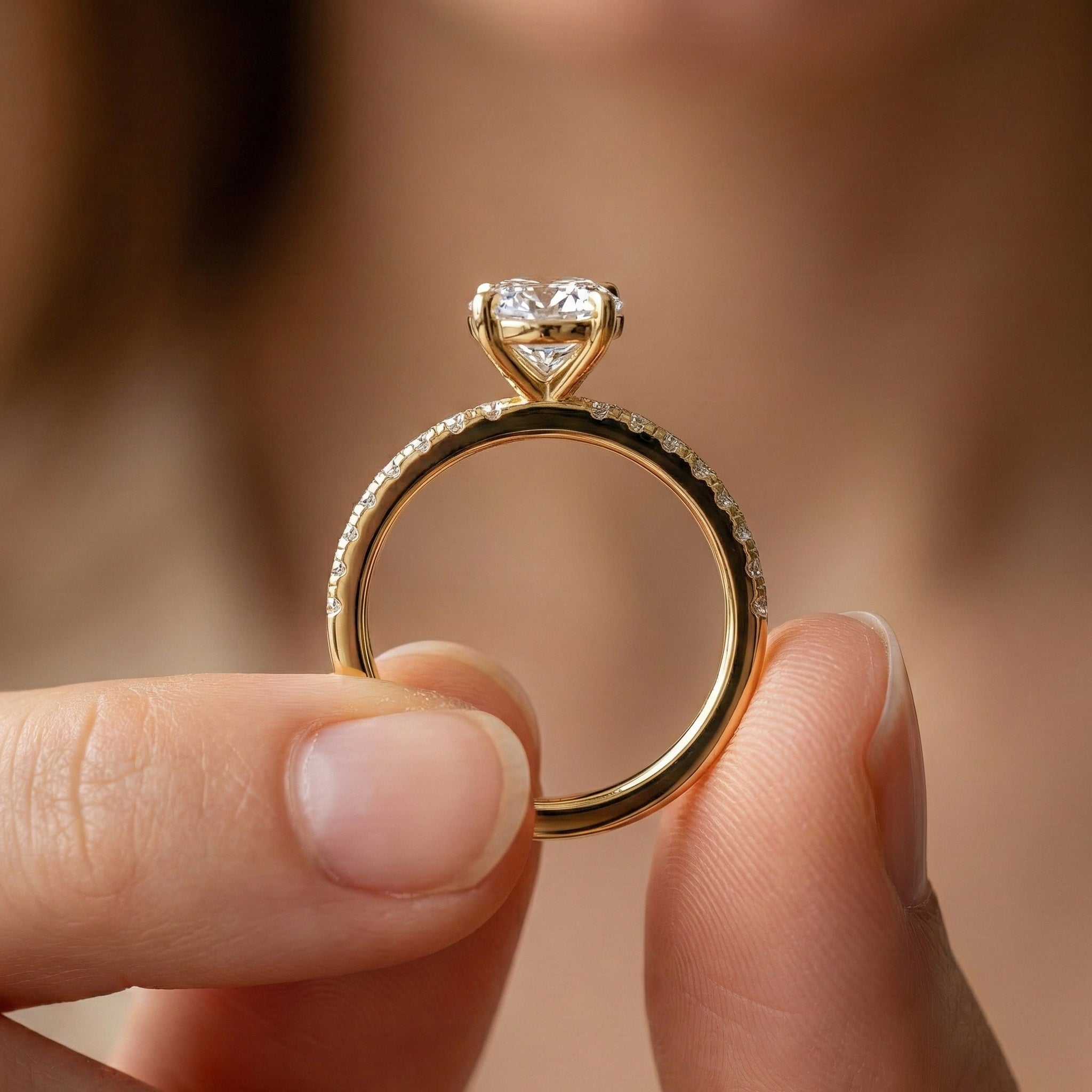 Dainty Pear Solitaire Pavé Engagement Ring in 14K Solid Gold, 1.50 CT Pear Cut Lab Grown Diamond, Proposal Jewelry, Anniversary Gift For Her