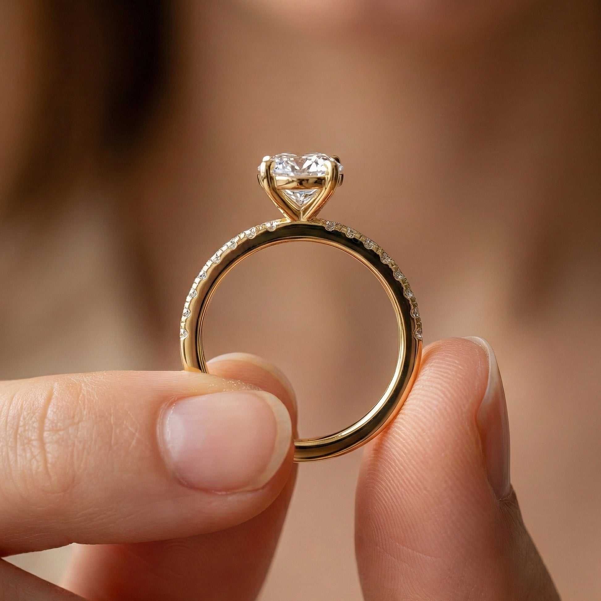 Dainty Pear Solitaire Pavé Engagement Ring in 14K Solid Gold, 1.50 CT Pear Cut Lab Grown Diamond, Proposal Jewelry, Anniversary Gift For Her