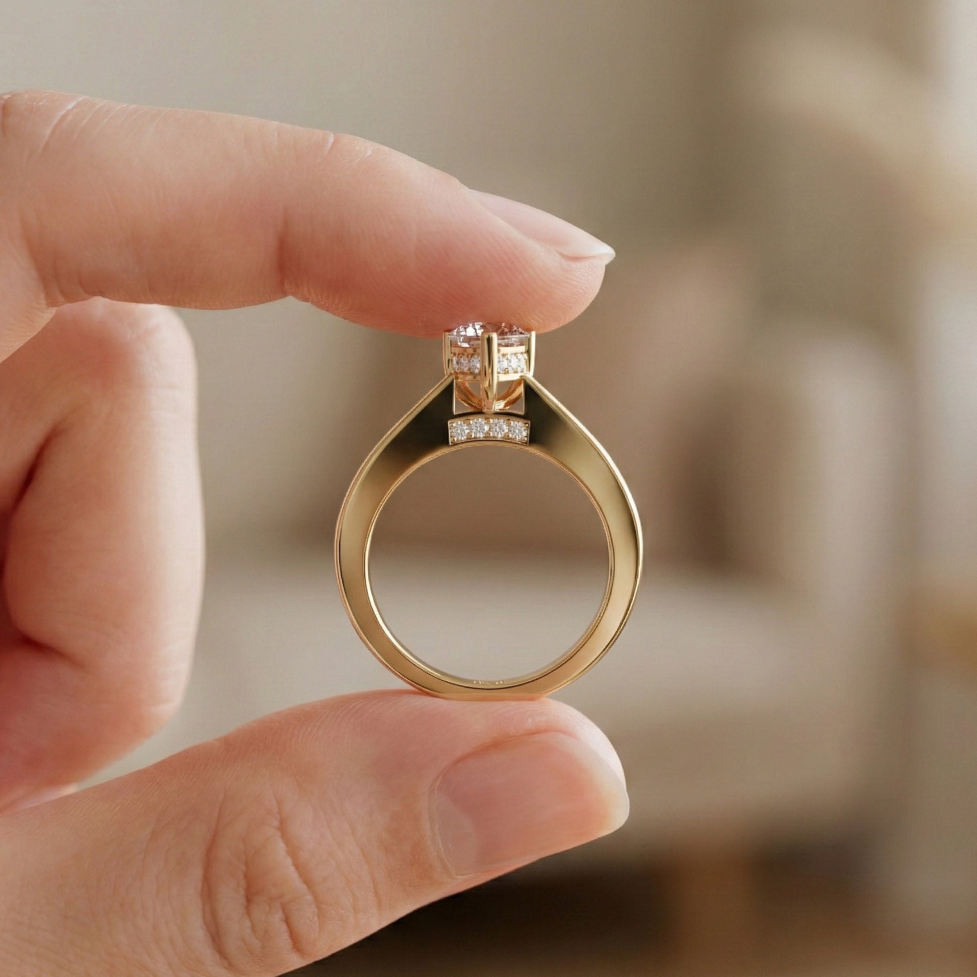 1.25 CT Pear Cut Hidden Halo Pave Engagement Ring in Lab Grown Diamond - 14K Solid Gold, Wedding Gift for Wife, Handmade Everyday Ring