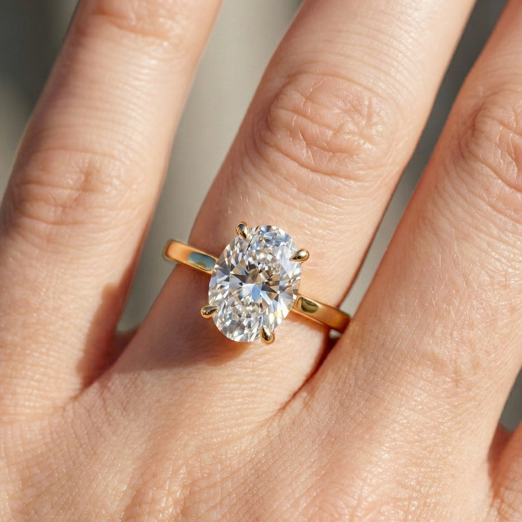 Classic Solitaire Engagement Ring in 14K Solid Gold, 0.50 CT Oval Cut Lab Grown Diamond, Promise Ring, Anniversary Gift for Wife, Everyday Ring