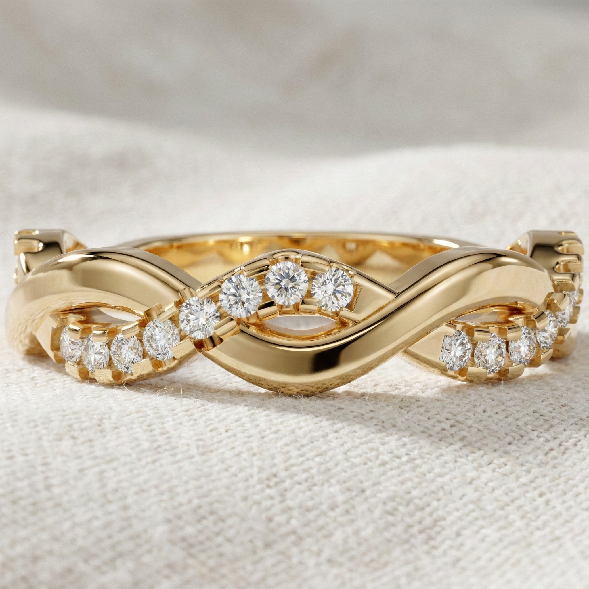 Twisted Infinity Anniversary Wedding Band in 14K Solid Gold, 0.40 TCW Round Cut Lab Created Diamonds, Promise Ring, Bridal Jewelry, Gift for Her