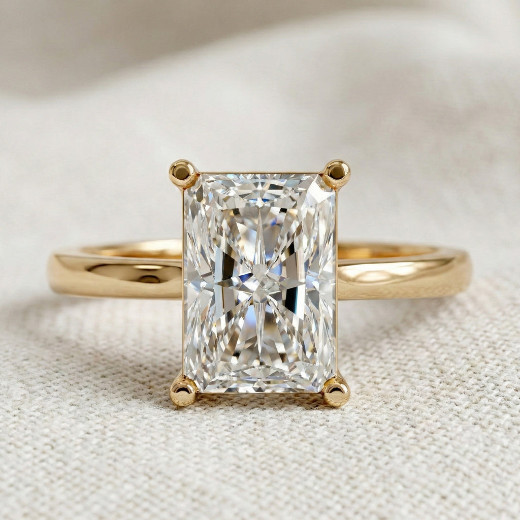 Timeless Radiant Solitaire Engagement Ring in 14K Solid Gold, 2.00 CT Radiant Cut Lab Grown Diamond, Handmade Fine Jewelry, Anniversary Gift for Women