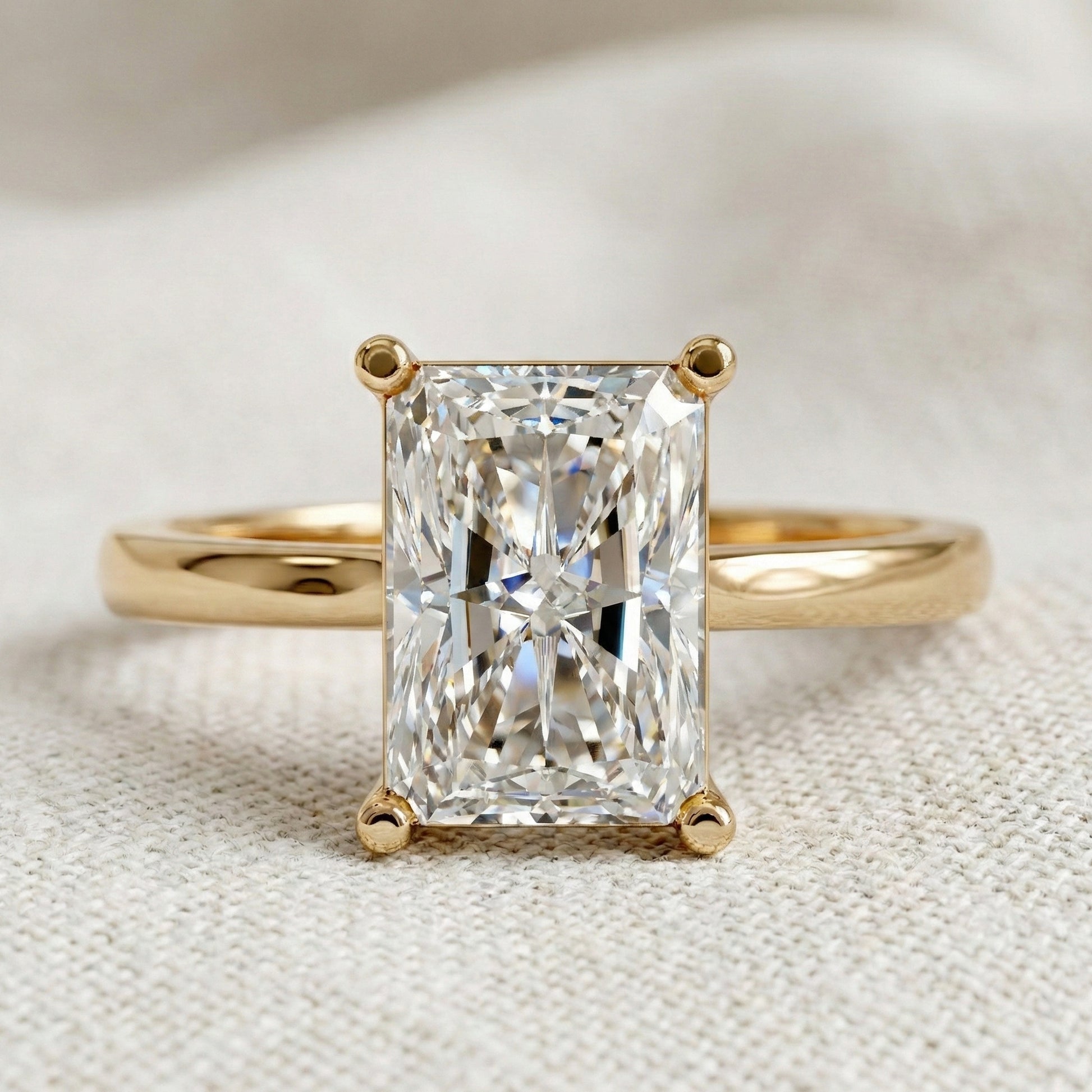 Timeless Radiant Solitaire Engagement Ring in 14K Solid Gold, 2.00 CT Radiant Cut Lab Grown Diamond, Handmade Fine Jewelry, Anniversary Gift for Women