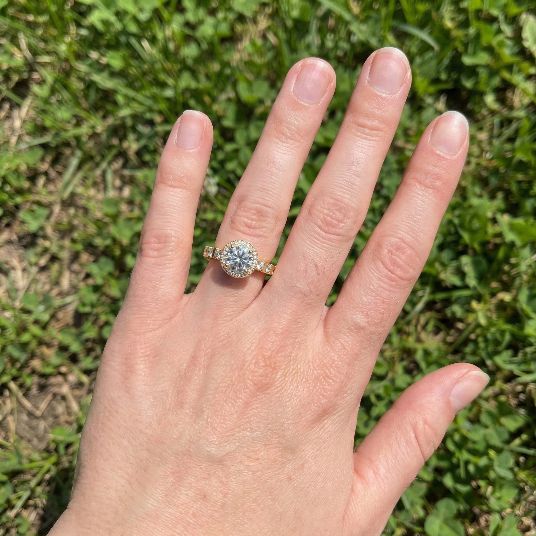 Dazzling Halo Style Engagement Ring in 14K Solid Gold, 2.42 TCW Round Cut Lab Created Diamonds, Wedding Gift for Her, Bridal Jewelry