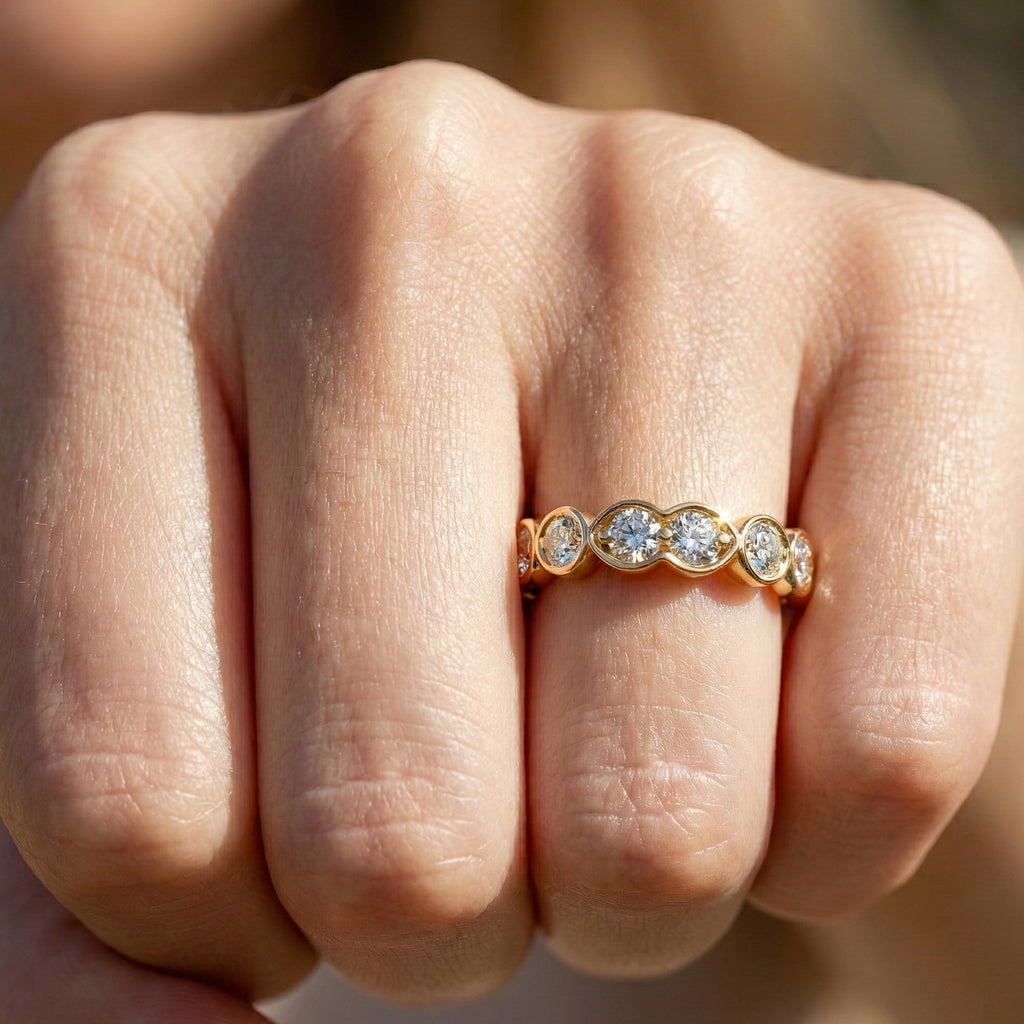 Vintage Marquise Eternity Wedding Band in 14K Solid Gold, 0.65 TCW Round Cut Lab Grown Diamonds, Propose Ring, Gift For Her