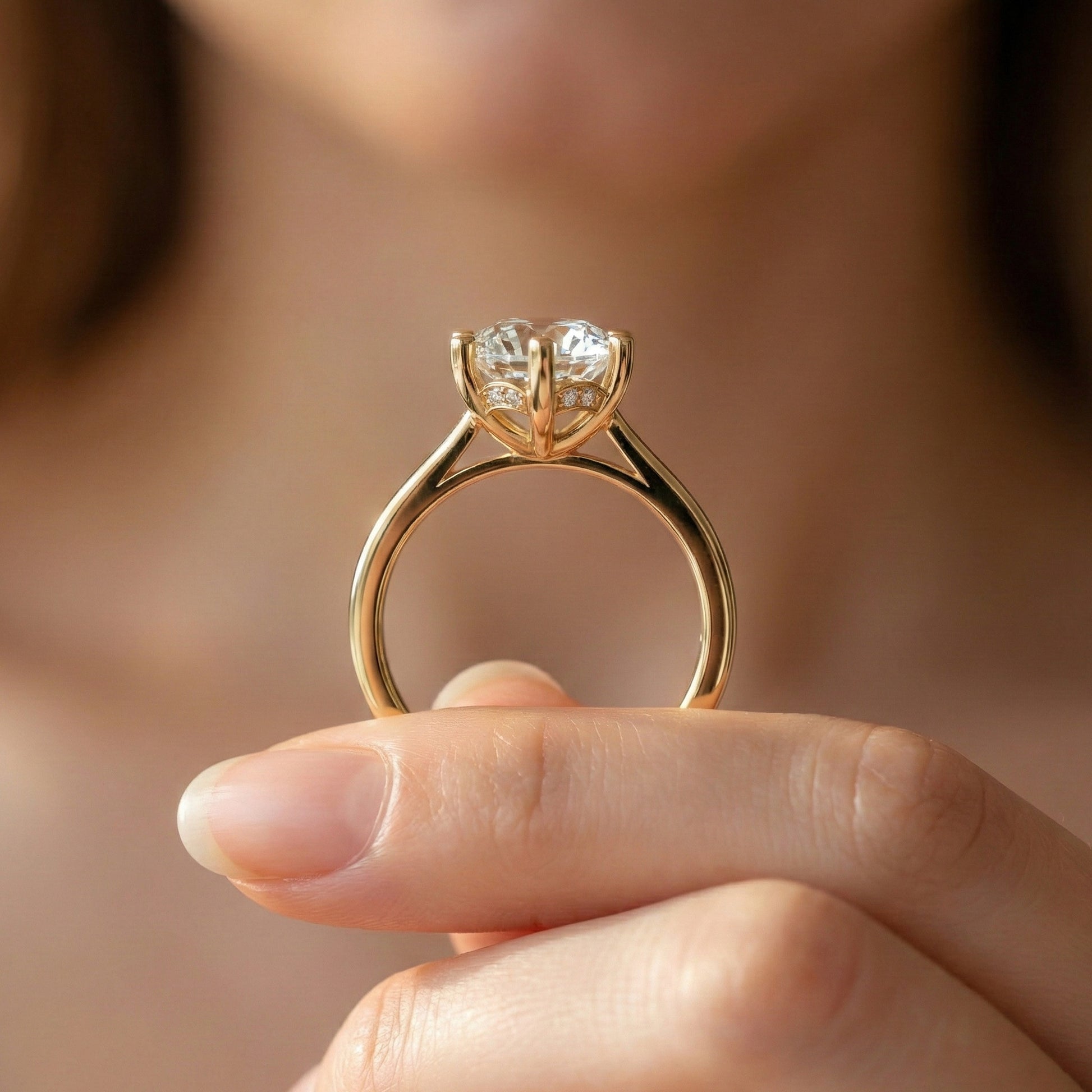 Sparkling Hidden Halo Solitaire Engagement Ring in 18K Solid Gold, 2.43 CT Round Cut Lab Diamond, Bridal Jewelry, Perfect Gift for Her, Anniversary Gift