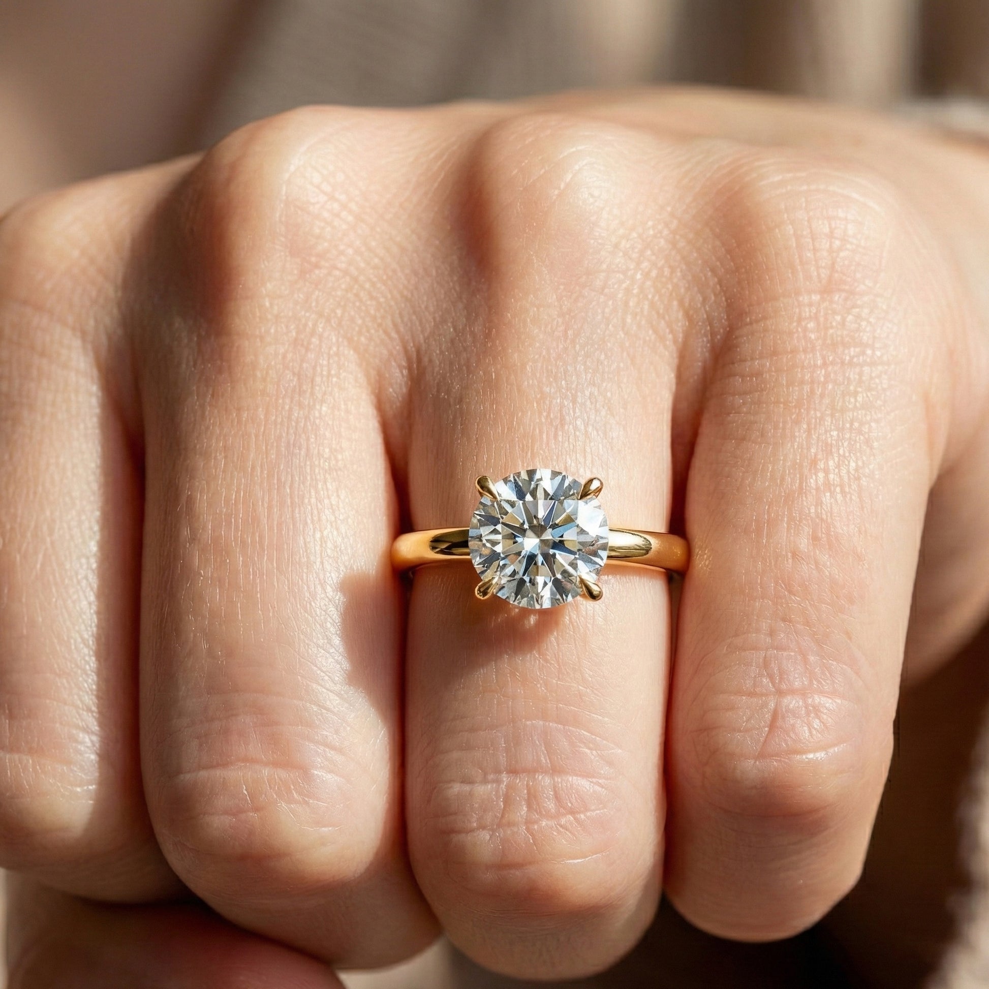 Classic Open Cathedral Shank Solitaire Engagement Ring in 14K Solid Gold ,1.00 CT Round Cut Lab Diamond, Birthday Gift for Women