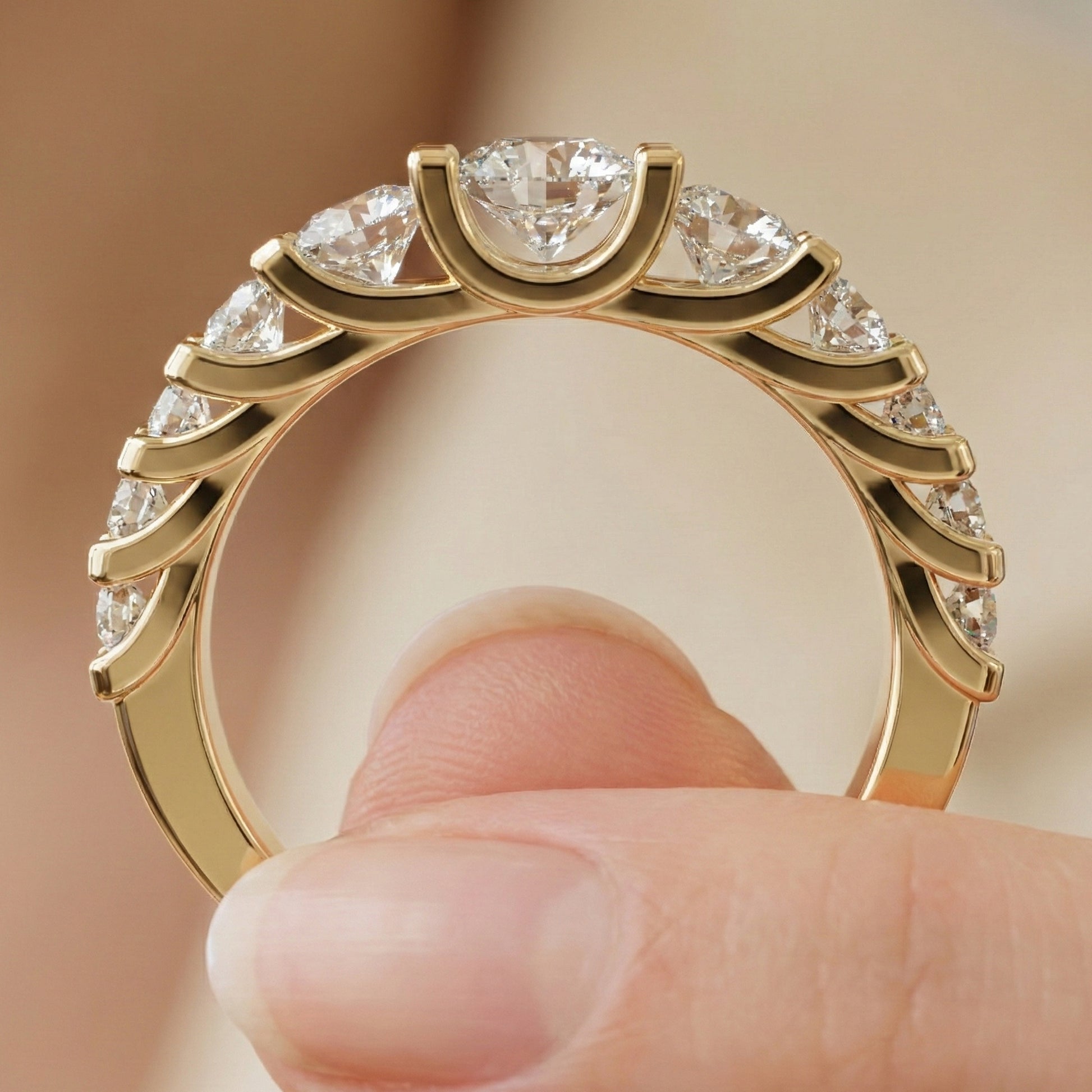 14K Yellow Gold Unique Engagement Ring, Wedding Band, Trending Gift for Her, Handmade Jewelry