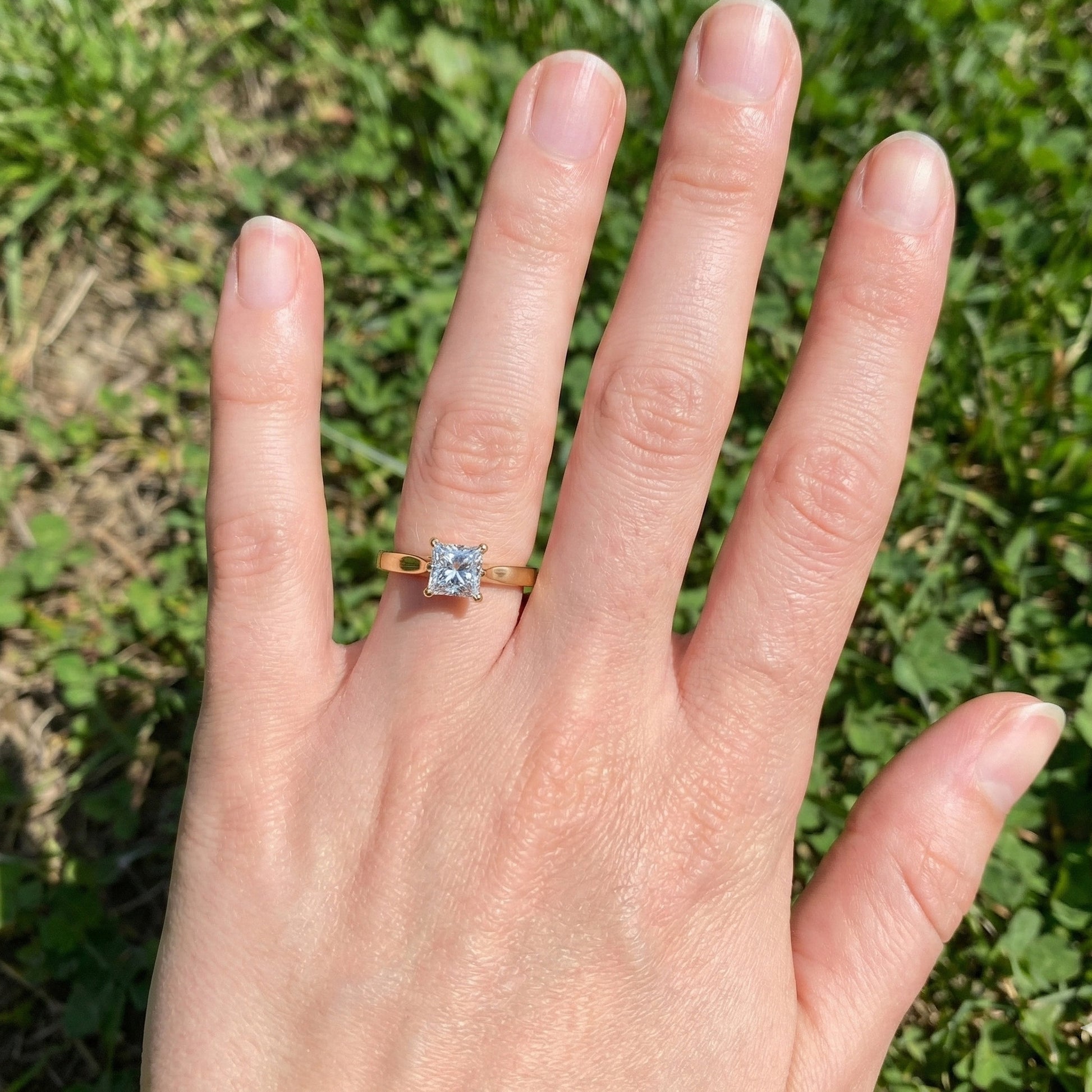 0.50 CT Princess Cut Lab Grown Diamond Solitaire Engagement Ring in 14K Yellow Gold, Anniversary Gift, Ring For Women, Handmade Jewelry, Everyday Jewelry