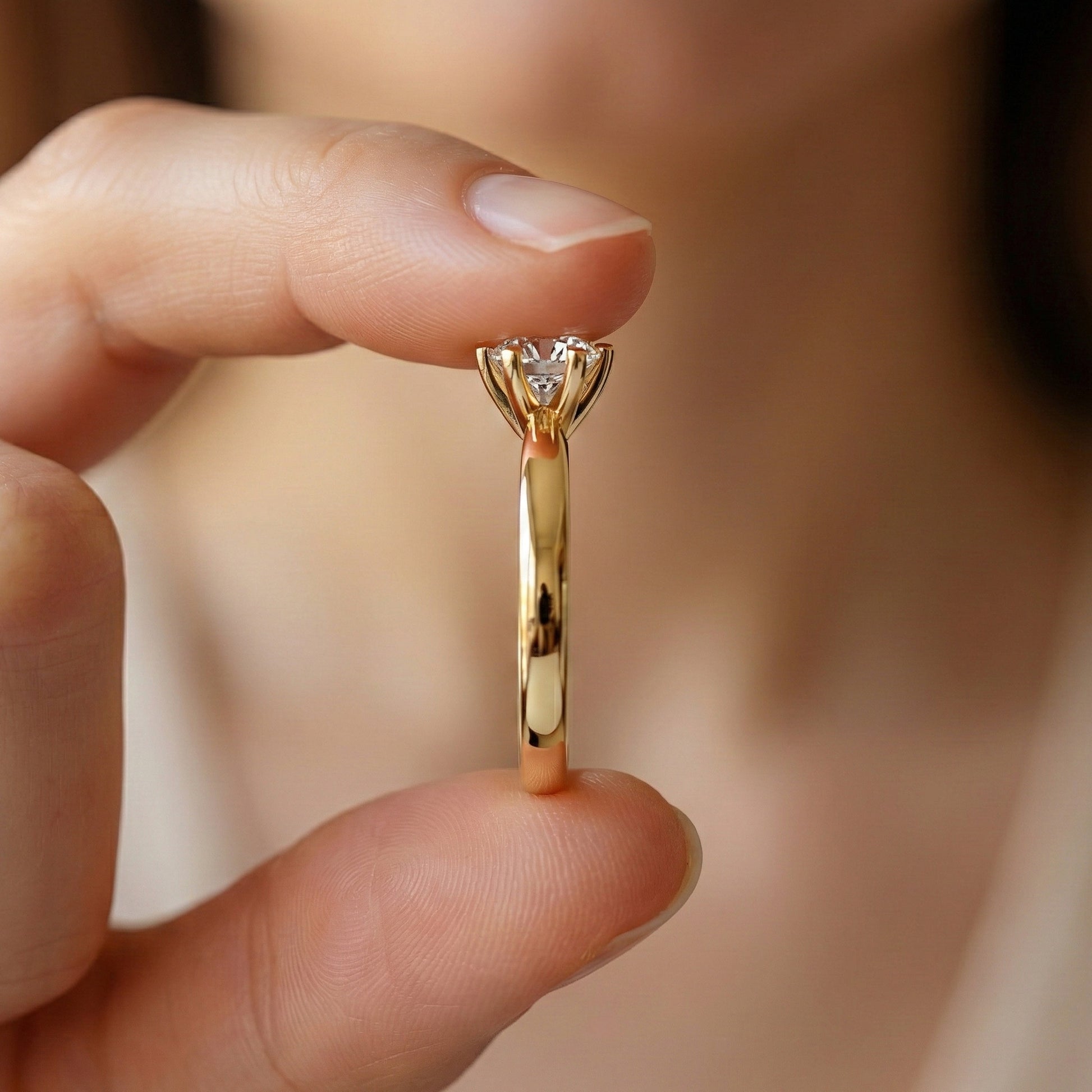 0.30 CT Round Cut Solitaire Engagement Ring in Lab Grown Diamond - 14K Solid Gold, Simple Ring For Women, Daily Wear Jewelry, Handmade Ring