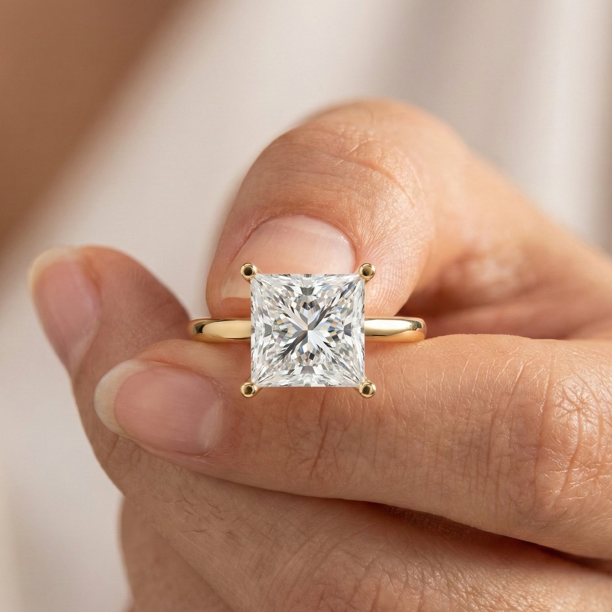 2.50 CT Princess Four Prong Hidden Halo Engagement Ring, 14K Solid Gold Wedding Band, Promise Ring for Women, Bridal Jewelry Gift