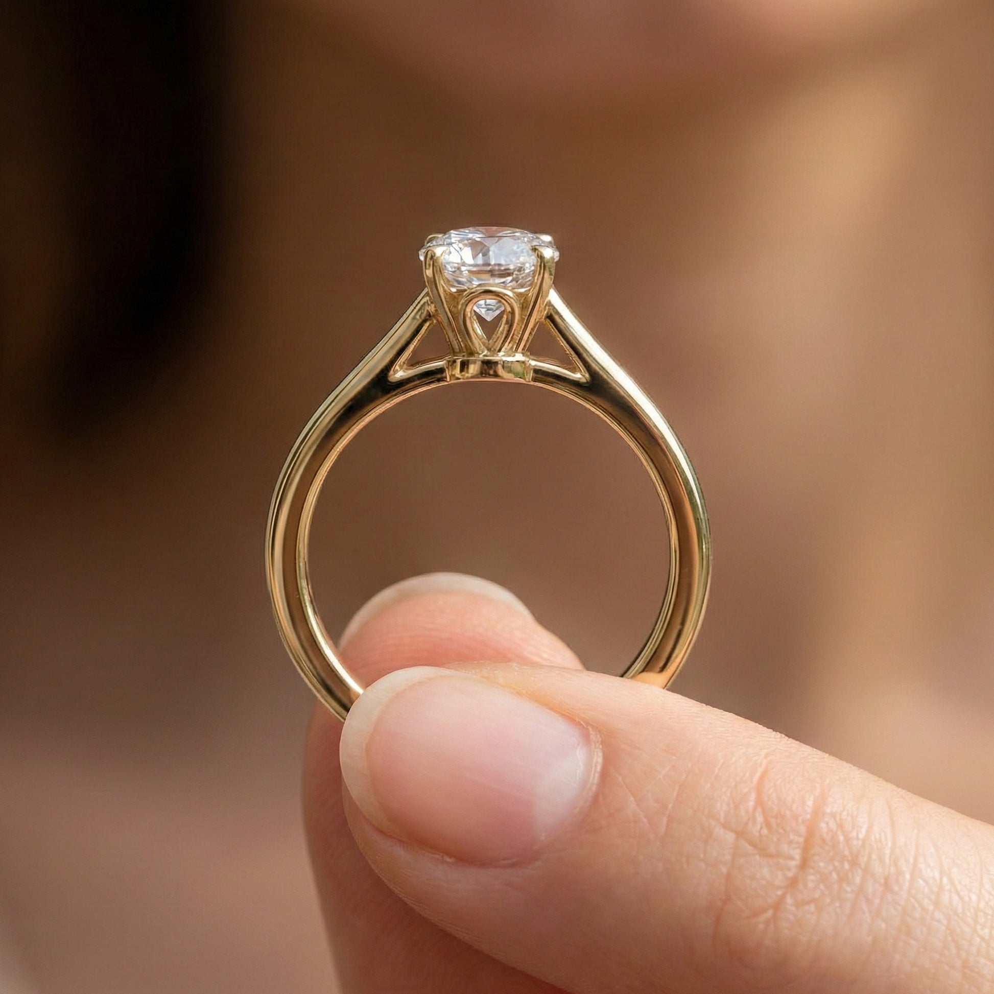 Elegant Solitaire Engagement Ring in 14K Solid Gold, 0.75 CT Round Cut Lab Created Diamond, Wedding Gift for Her, Everyday Ring