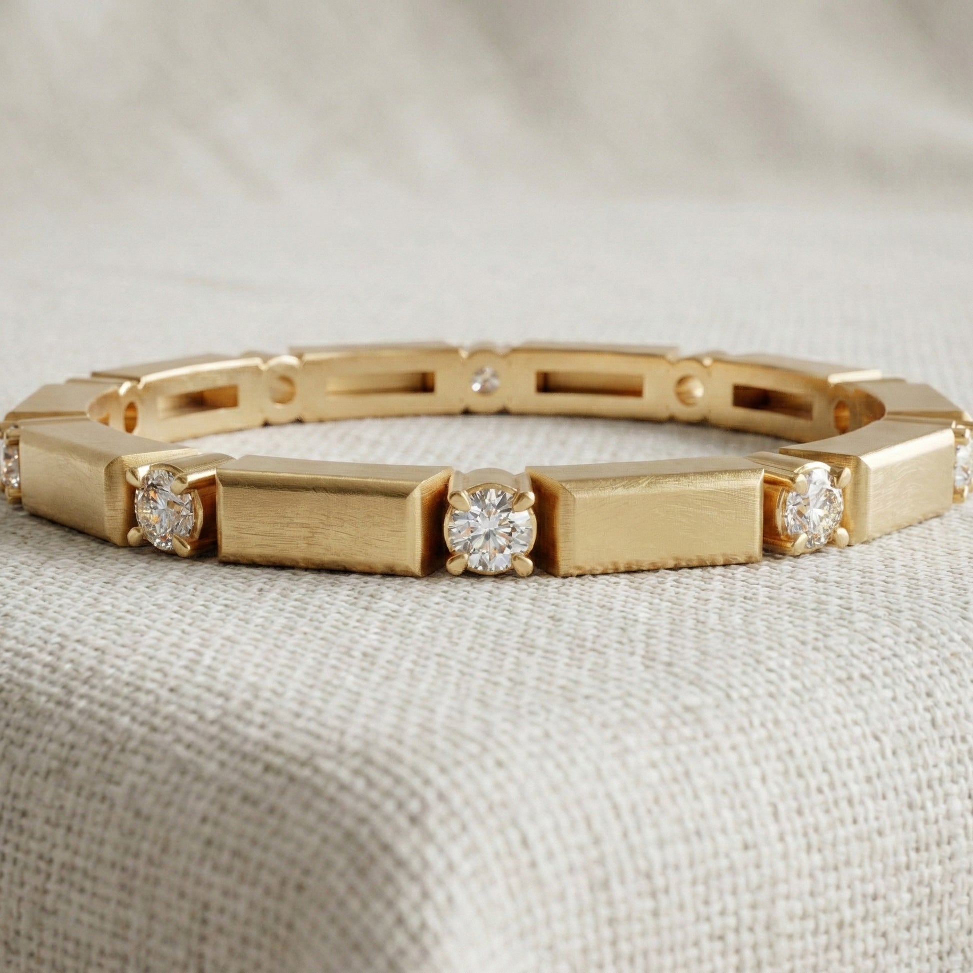 Geometric Eternity Wedding Band in 14k Solid Gold, 0.13 TCW Round Cut Diamonds, Stackable Wedding Ring Gift for Women, Simple Band