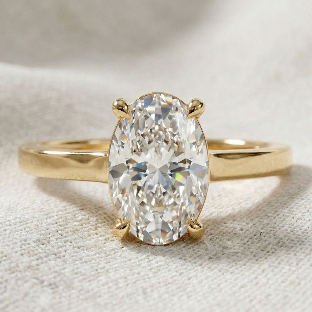 Classic Solitaire Engagement Ring in 14K Solid Gold, 0.50 CT Oval Cut Lab Grown Diamond, Promise Ring, Anniversary Gift for Wife, Everyday Ring
