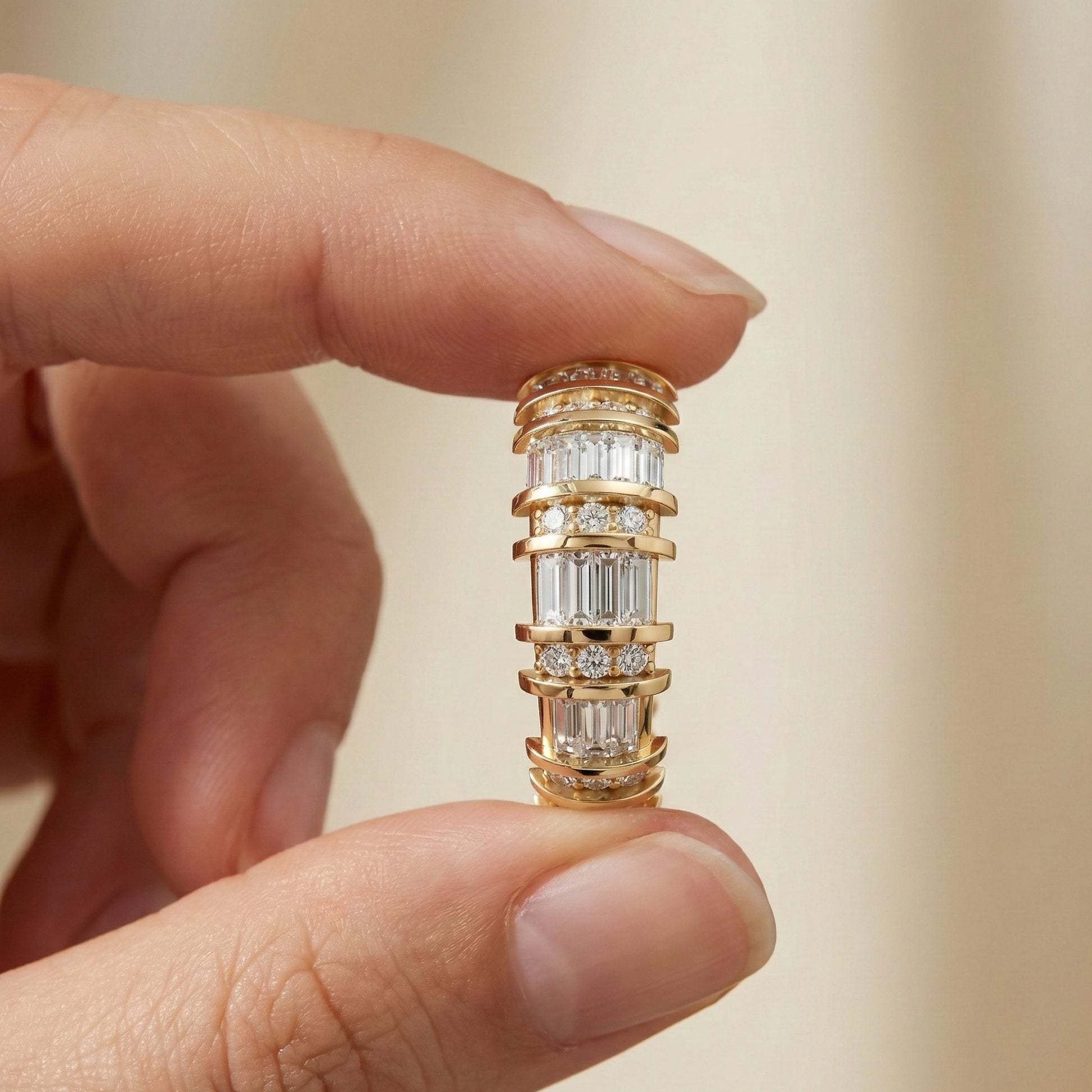 Sparkling Baguette Eternity Wedding Band in 14K Solid Gold, 1.89 TCW Baguette Cut Lab Created Diamonds, Birthday Gift for Her, Promise Ring