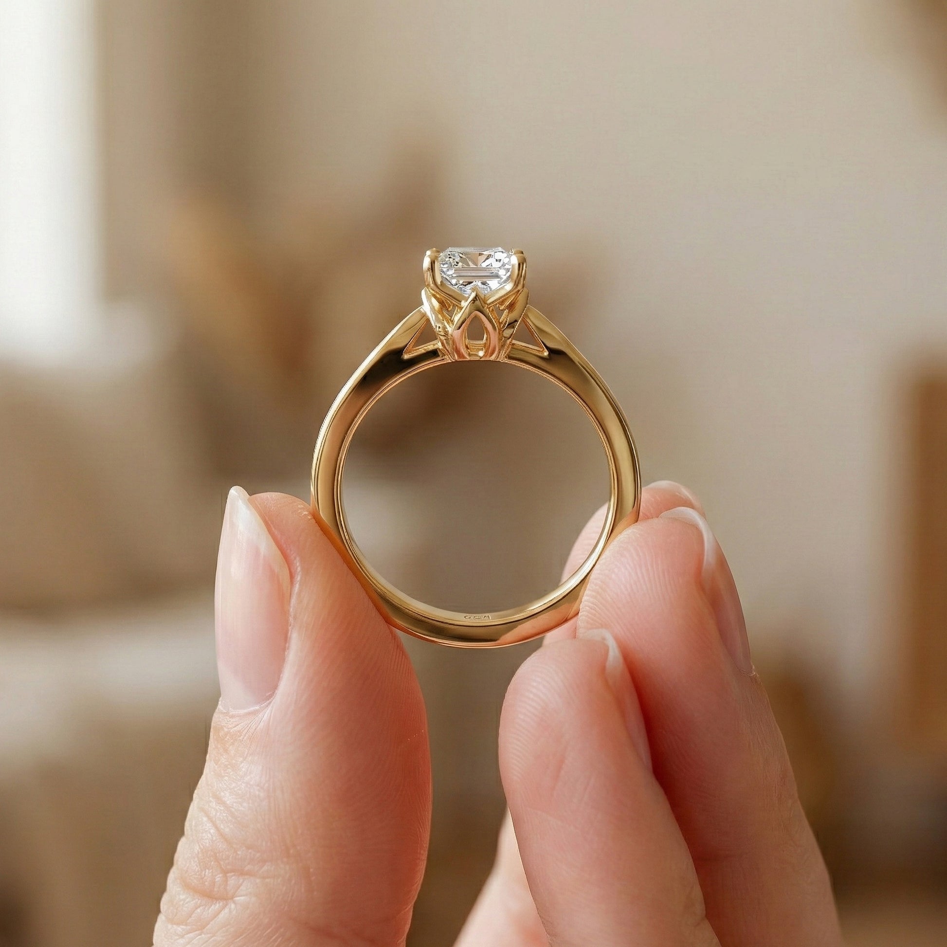 0.50 CT Princess Cut Lab Grown Diamond Solitaire Engagement Ring in 14K Yellow Gold, Anniversary Gift, Ring For Women, Handmade Jewelry, Everyday Jewelry