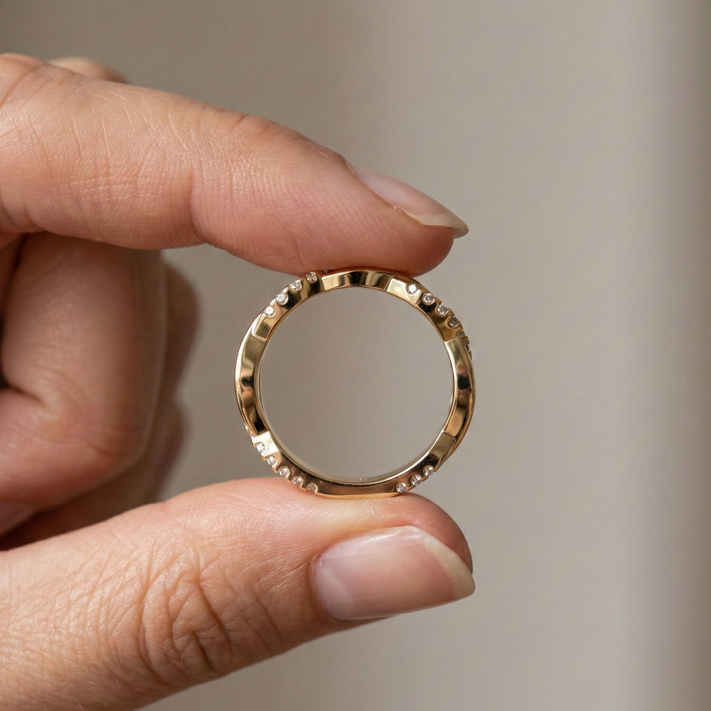 Twisted Infinity Anniversary Wedding Band in 14K Solid Gold, 0.40 TCW Round Cut Lab Created Diamonds, Promise Ring, Bridal Jewelry, Gift for Her