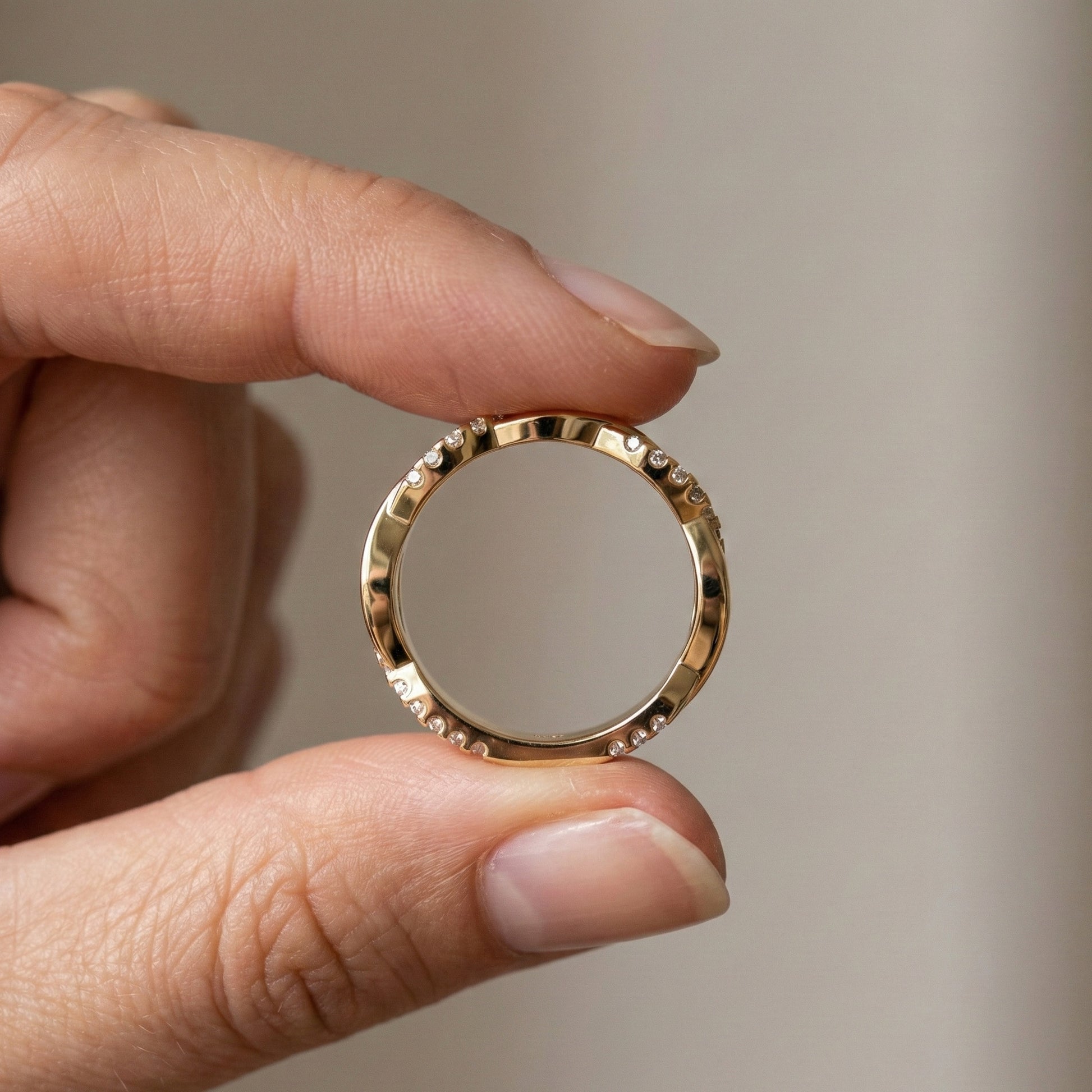 Twisted Infinity Anniversary Wedding Band in 14K Solid Gold, 0.40 TCW Round Cut Lab Created Diamonds, Promise Ring, Bridal Jewelry, Gift for Her