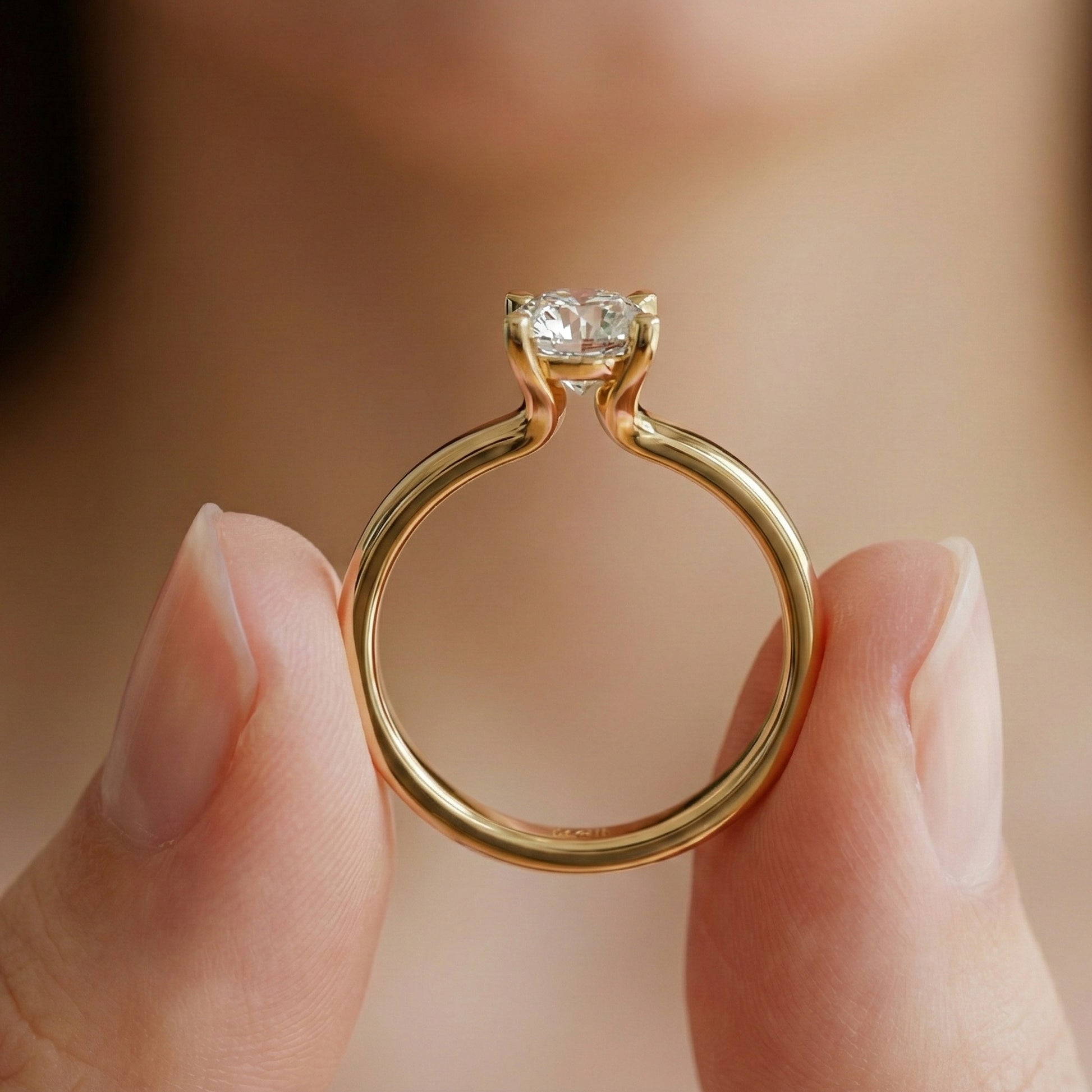 Classic Open Cathedral Shank Solitaire Engagement Ring in 14K Solid Gold ,1.00 CT Round Cut Lab Diamond, Birthday Gift for Women