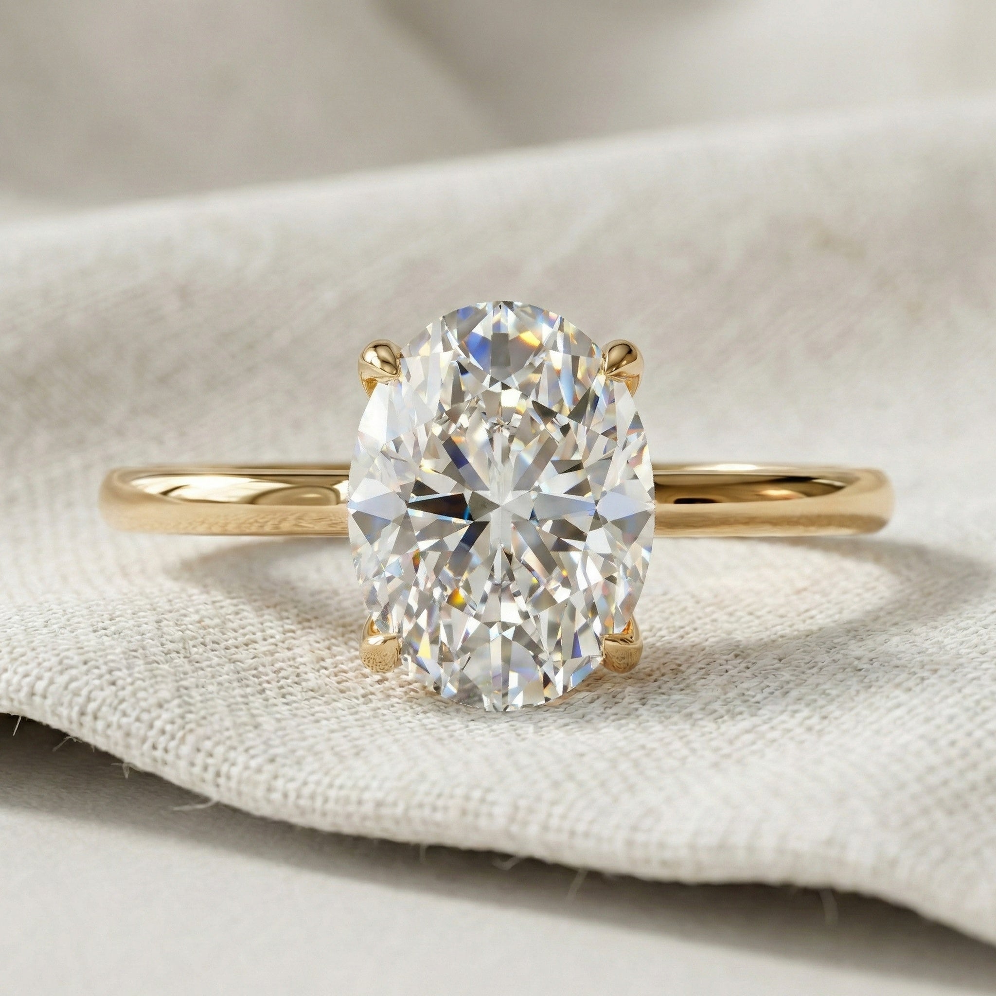 1.25 CT Oval Cut Solitaire Engagement Ring in 18K Solid Gold, Minimalist Promise Ring, Dainty Oval Diamond Bridal Jewelry