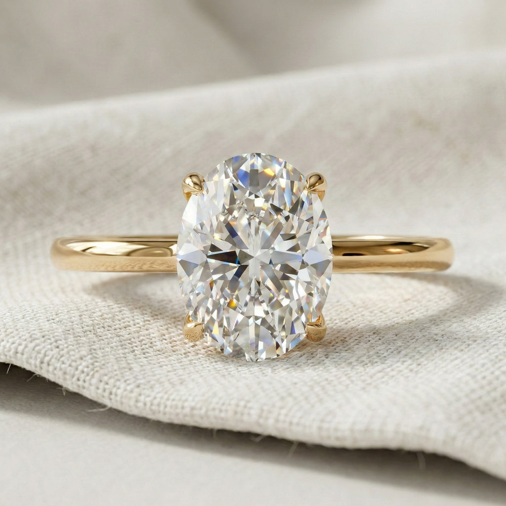 1.25 CT Oval Cut Solitaire Engagement Ring in 18K Solid Gold, Minimalist Promise Ring, Dainty Oval Diamond Bridal Jewelry