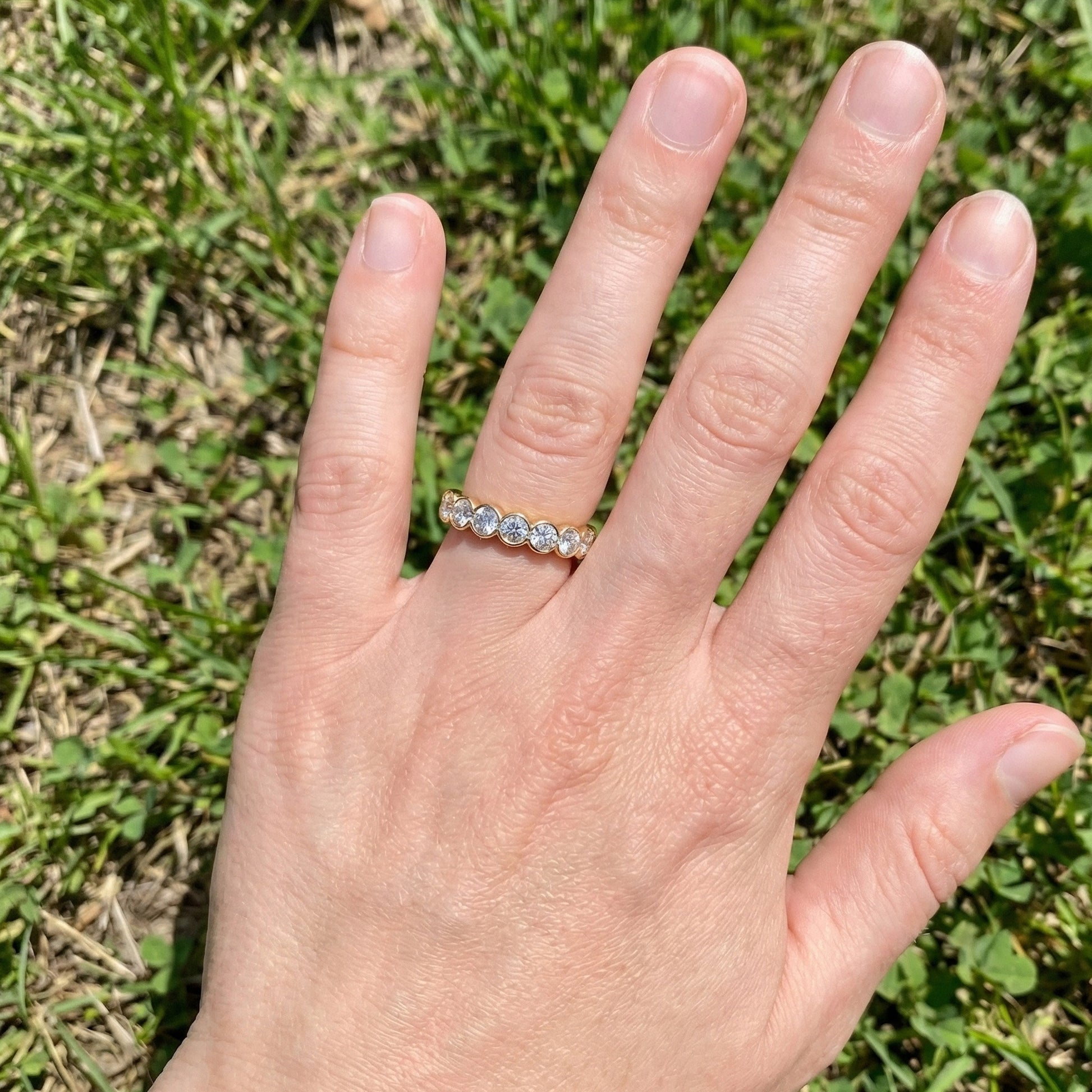 Minimalist Bezel Full Eternity Wedding Band in 14k Solid Gold, 1.85 TCW Round Cut Lab Grown Diamonds, Birthday Gift for Her, Christmas Gift