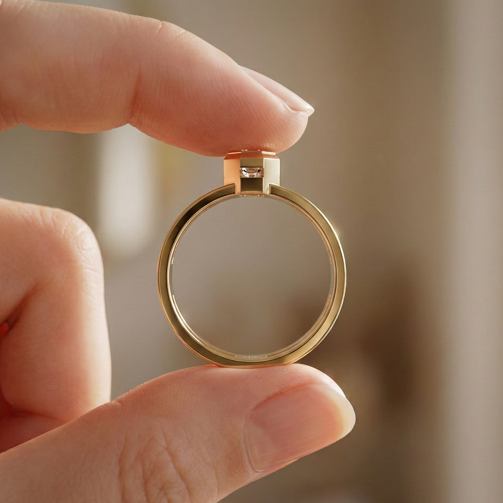 Octagon Bezel Style Split Shank Pavé Men's Engagement Ring in 14k Solid Gold, 0.50 CT Octagon Cut Lab Grown Diamond, Everyday Wedding Gift For Him