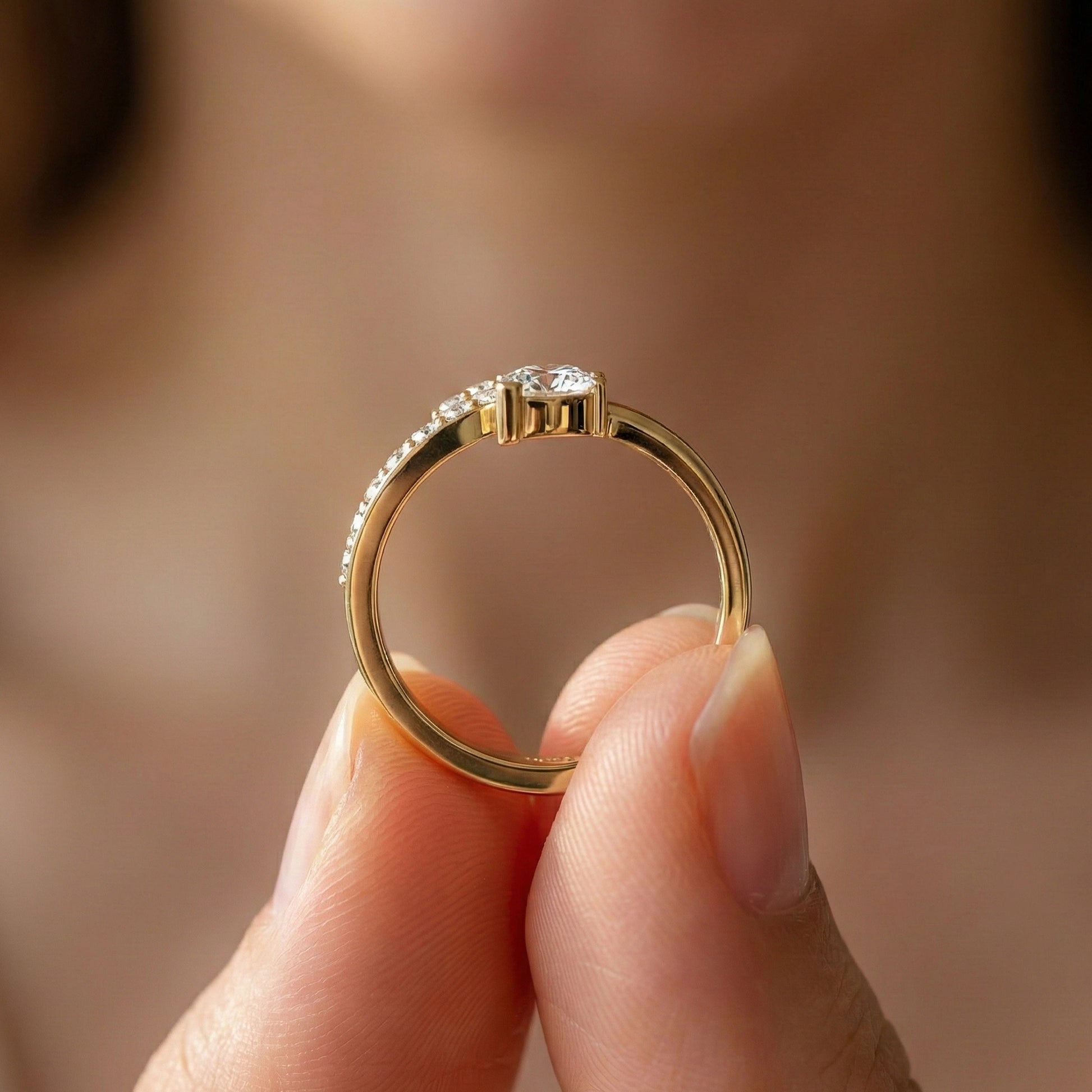 Modern Open Snack Pear Engagement Ring in 14K Solid Gold, 0.25 CT Pear Cut Lab Created Diamond, Statement Ring, Bridal Jewelry, Everyday Ring