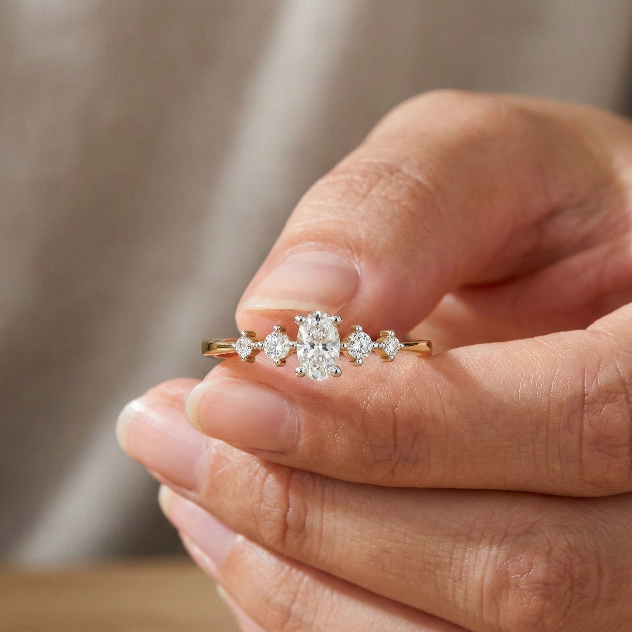 Vintage-Inspired Oval Stacker Wedding Ring in 14K Solid Gold, 0.18 CT Oval Cut Lab Grown Diamond, Promise Ring, Anniversary Gift For Her