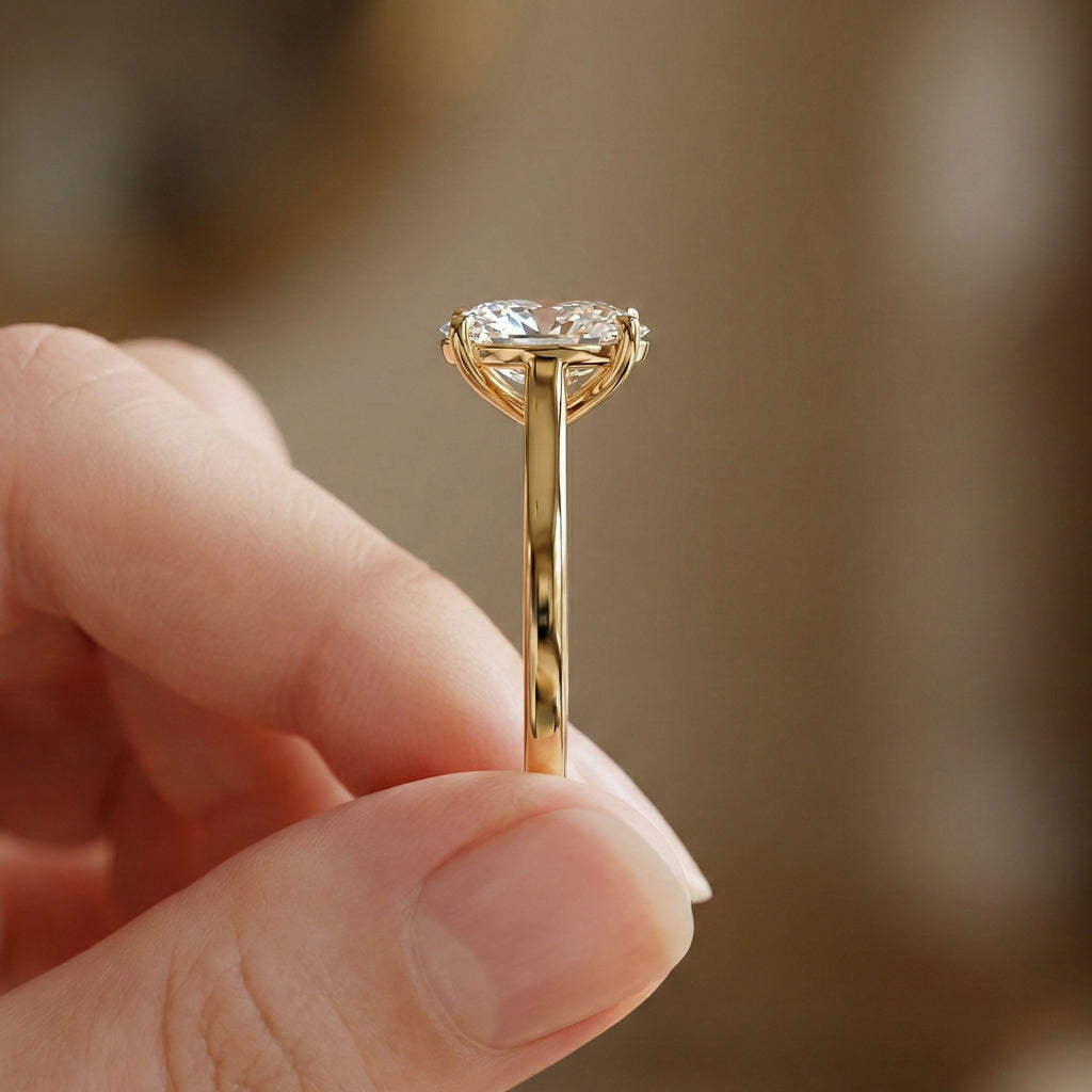 Classic Solitaire Engagement Ring in 14K Solid Gold, 0.50 CT Oval Cut Lab Grown Diamond, Promise Ring, Anniversary Gift for Wife, Everyday Ring