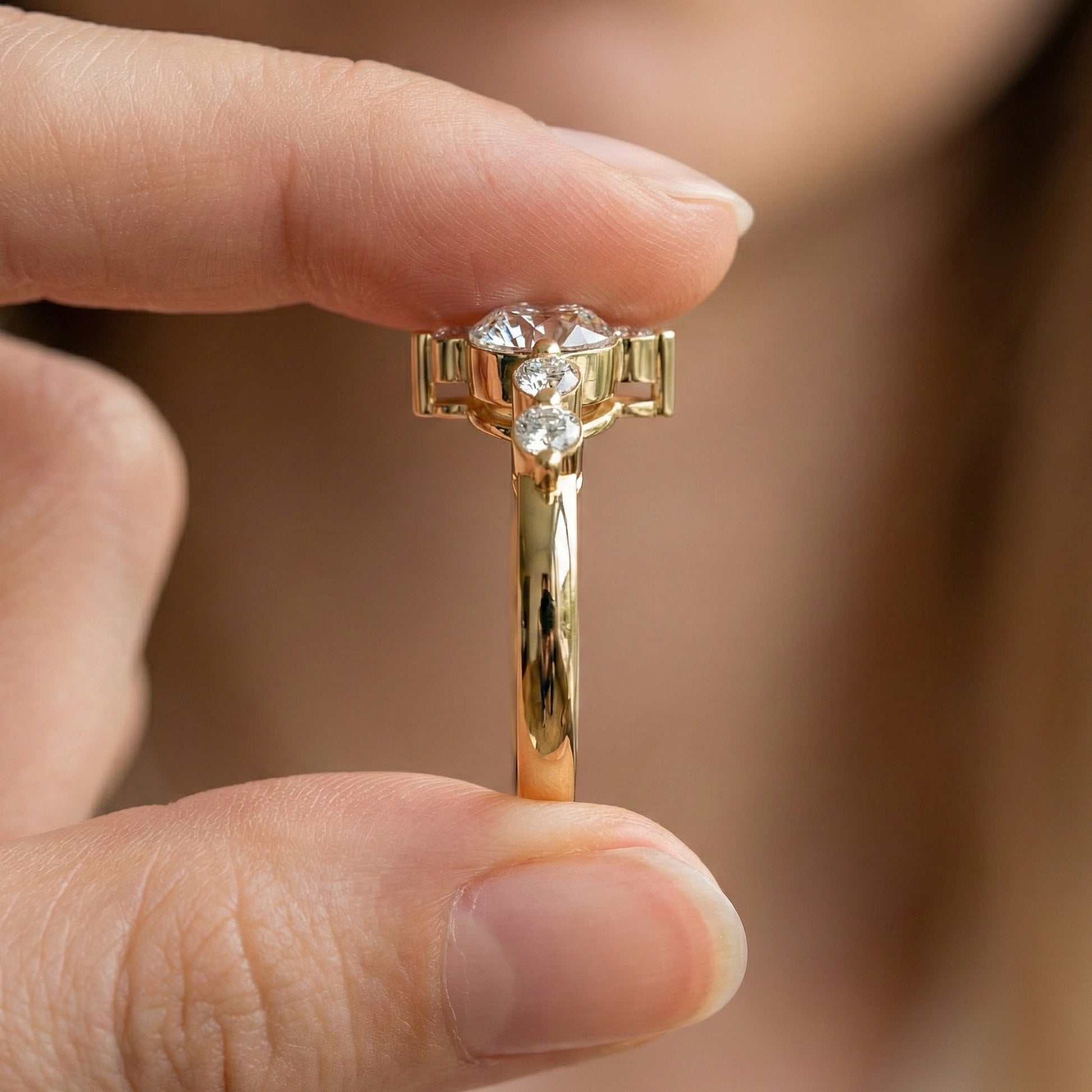Unique Flower Cluster Ring in 14K Solid Gold, 0.75 TCW Round Cut Lab Created Diamonds, Engagement Ring, Bridal Jewelry