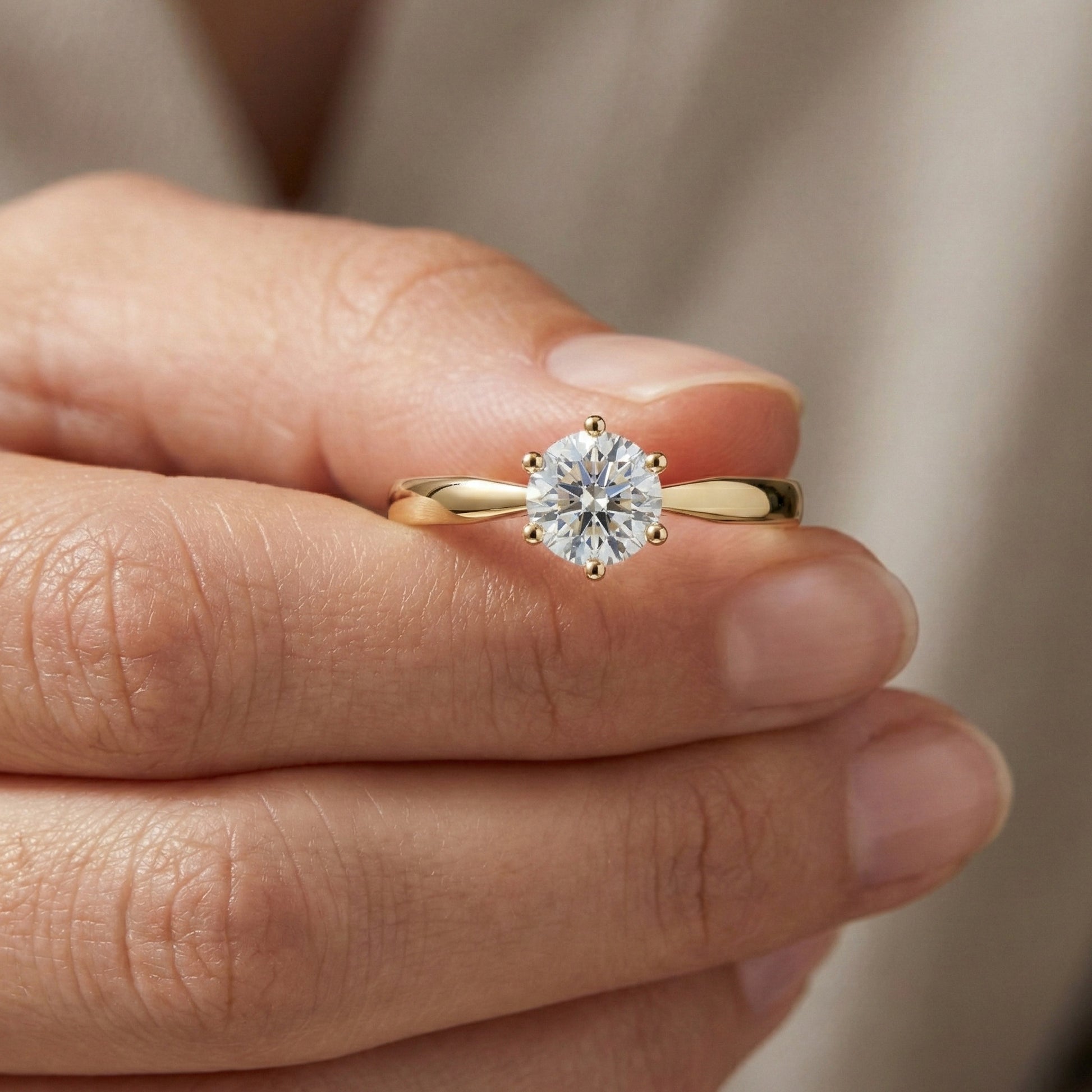 0.30 CT Round Cut Solitaire Engagement Ring in Lab Grown Diamond - 14K Solid Gold, Simple Ring For Women, Daily Wear Jewelry, Handmade Ring