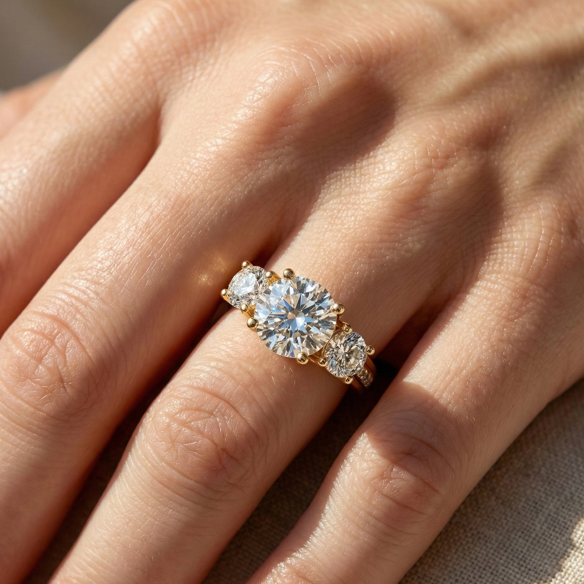 Vintage Three Stone Pave Filigree Engagement Ring in 14k Solid Gold, 1.84 TCW Round Cut Lab Created Diamonds, Everyday Gift for Wife