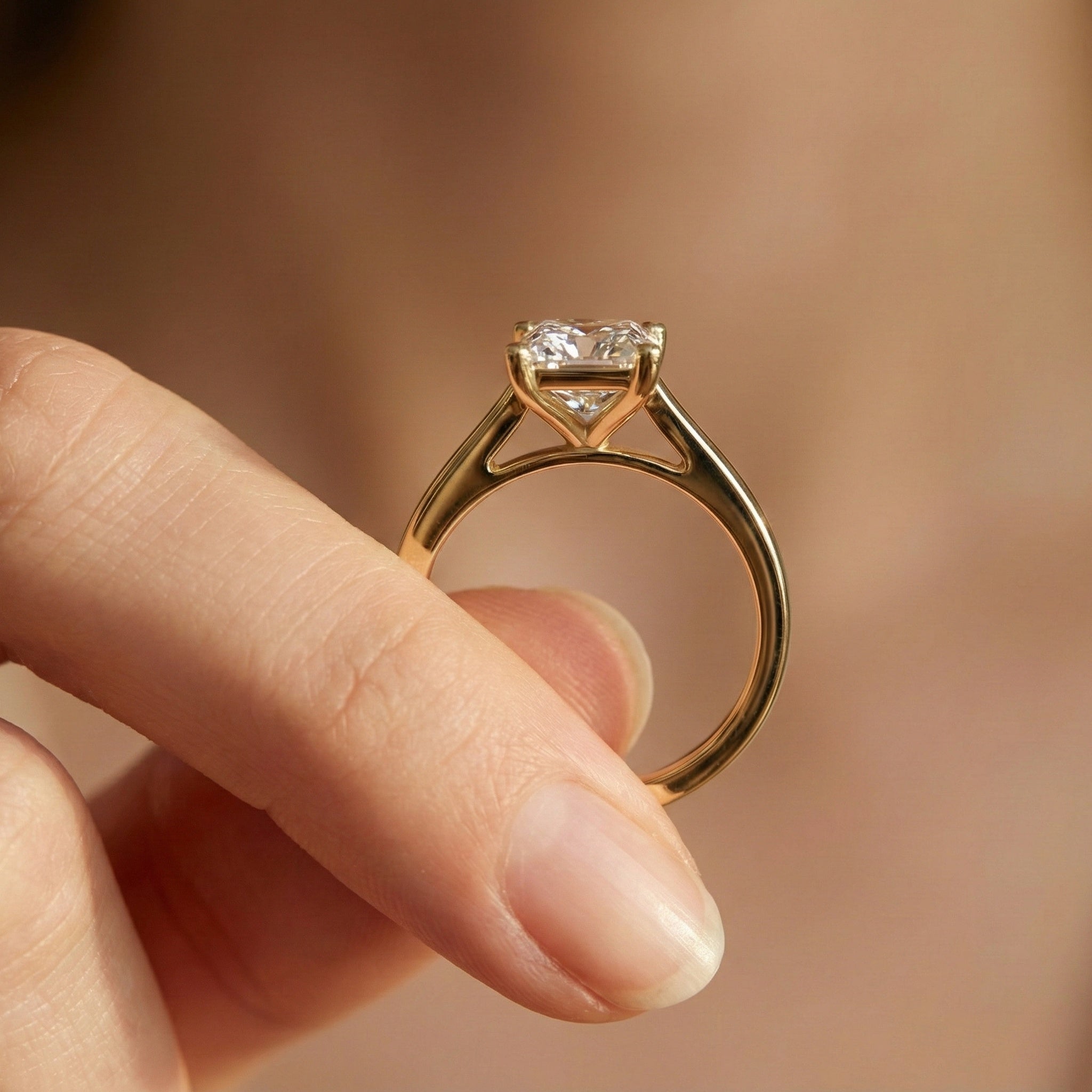 Timeless Radiant Solitaire Engagement Ring in 14K Solid Gold, 2.00 CT Radiant Cut Lab Grown Diamond, Handmade Fine Jewelry, Anniversary Gift for Women