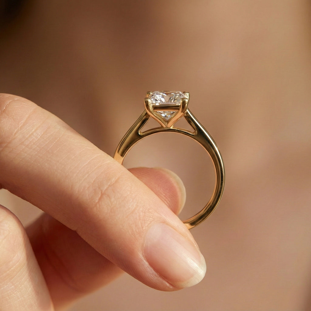 Timeless Radiant Solitaire Engagement Ring in 14K Solid Gold, 2.00 CT Radiant Cut Lab Grown Diamond, Handmade Fine Jewelry, Anniversary Gift for Women