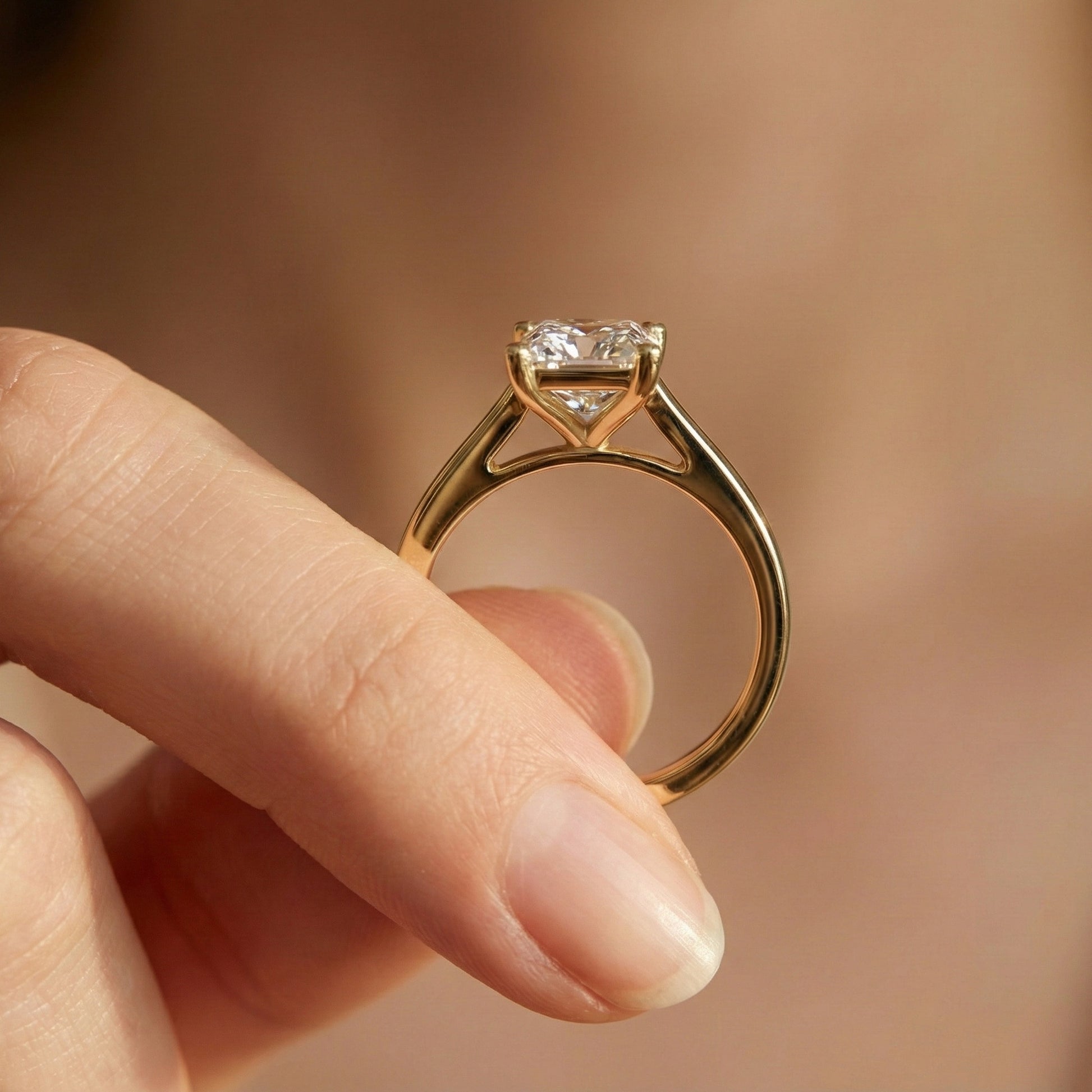 Timeless Radiant Solitaire Engagement Ring in 14K Solid Gold, 2.00 CT Radiant Cut Lab Grown Diamond, Handmade Fine Jewelry, Anniversary Gift for Women