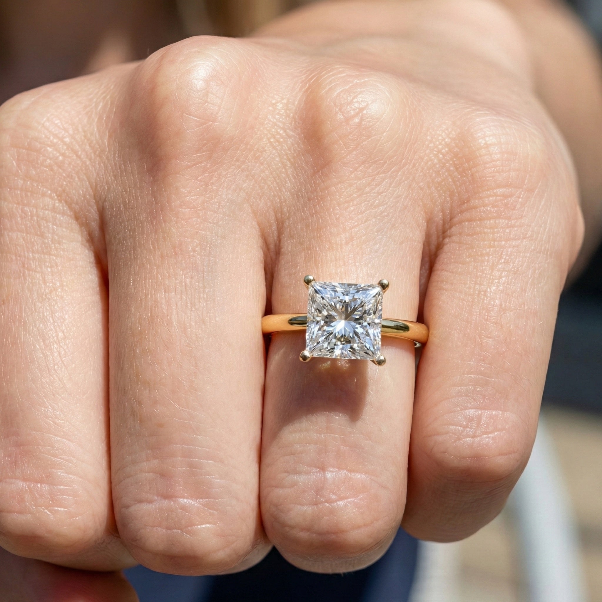 2.50 CT Princess Four Prong Hidden Halo Engagement Ring, 14K Solid Gold Wedding Band, Promise Ring for Women, Bridal Jewelry Gift