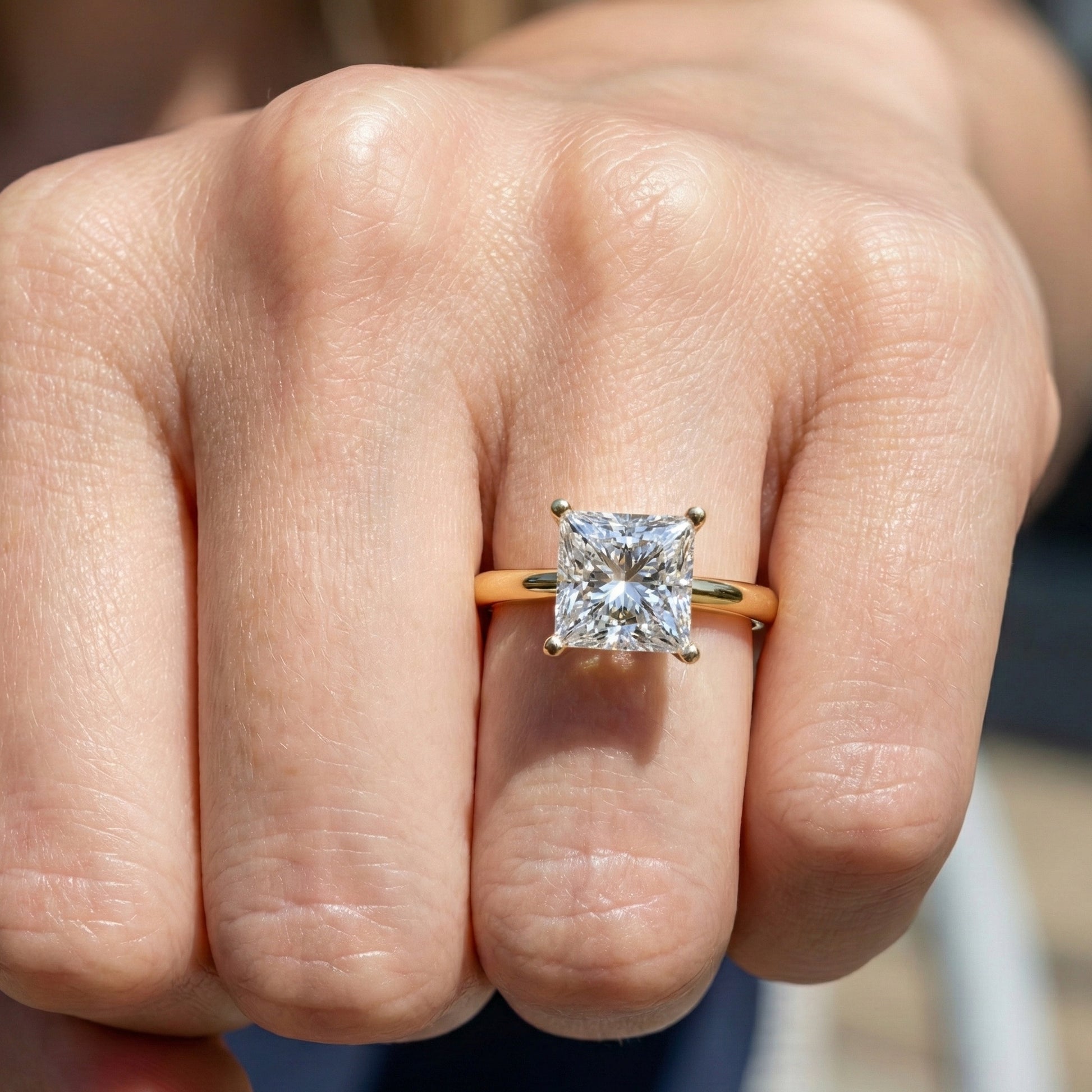 2.50 CT Princess Four Prong Hidden Halo Engagement Ring, 14K Solid Gold Wedding Band, Promise Ring for Women, Bridal Jewelry Gift