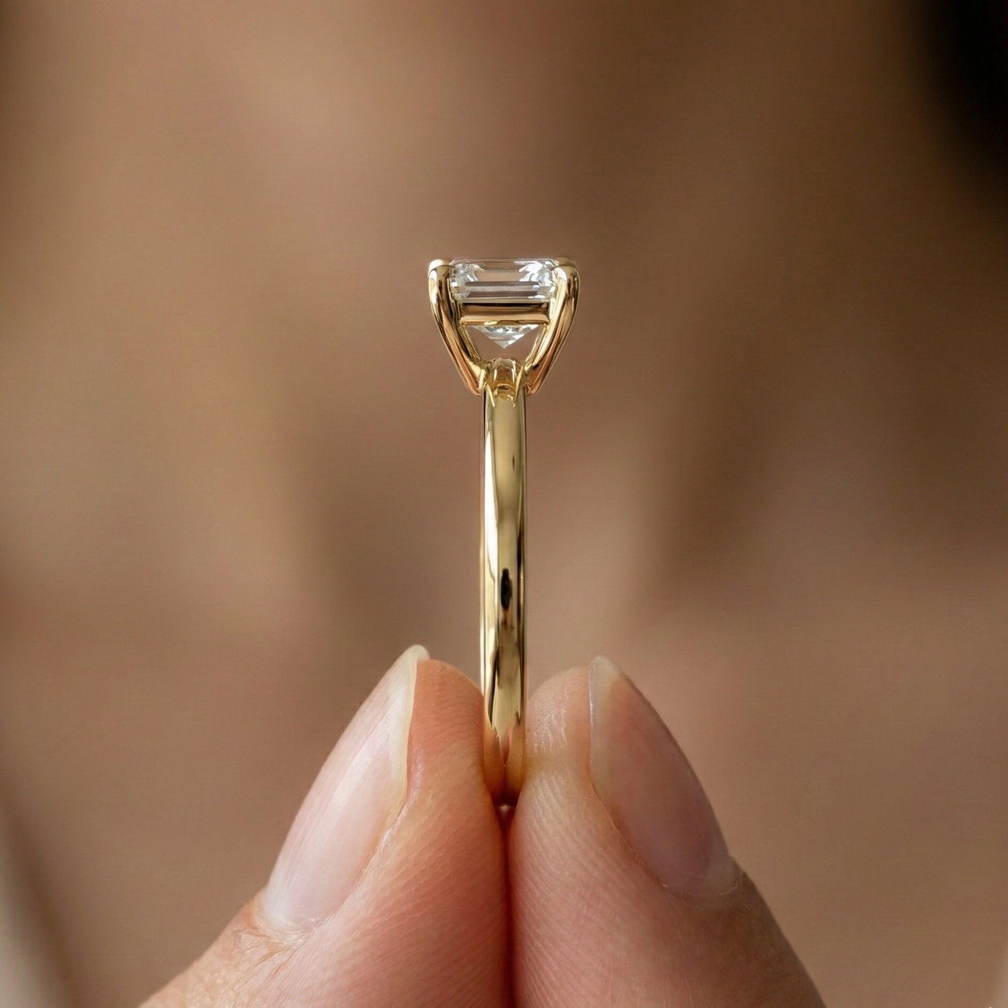 Timeless Emerald Cut Classic Solitaire Engagement Ring in 14K Solid Gold, 1.00 CT Emerald Cut Lab Created Diamond, Bridal Gift