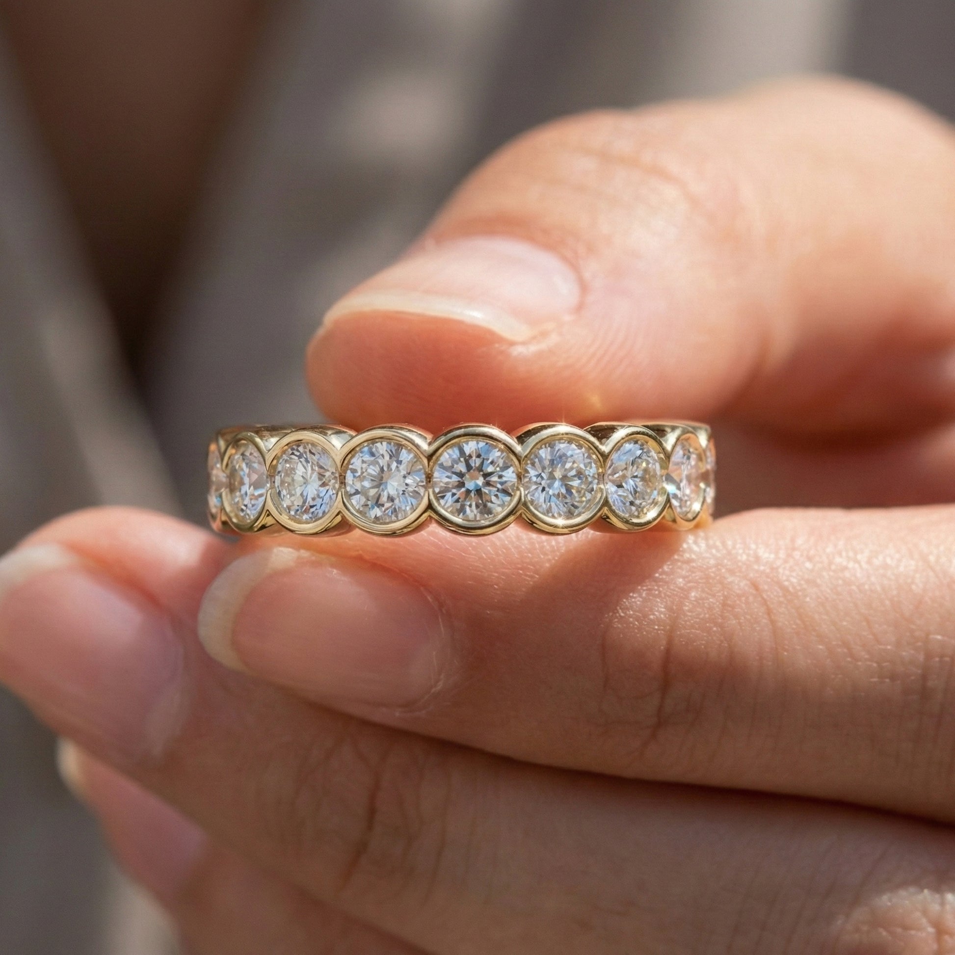 Minimalist Bezel Full Eternity Wedding Band in 14k Solid Gold, 1.85 TCW Round Cut Lab Grown Diamonds, Birthday Gift for Her, Christmas Gift