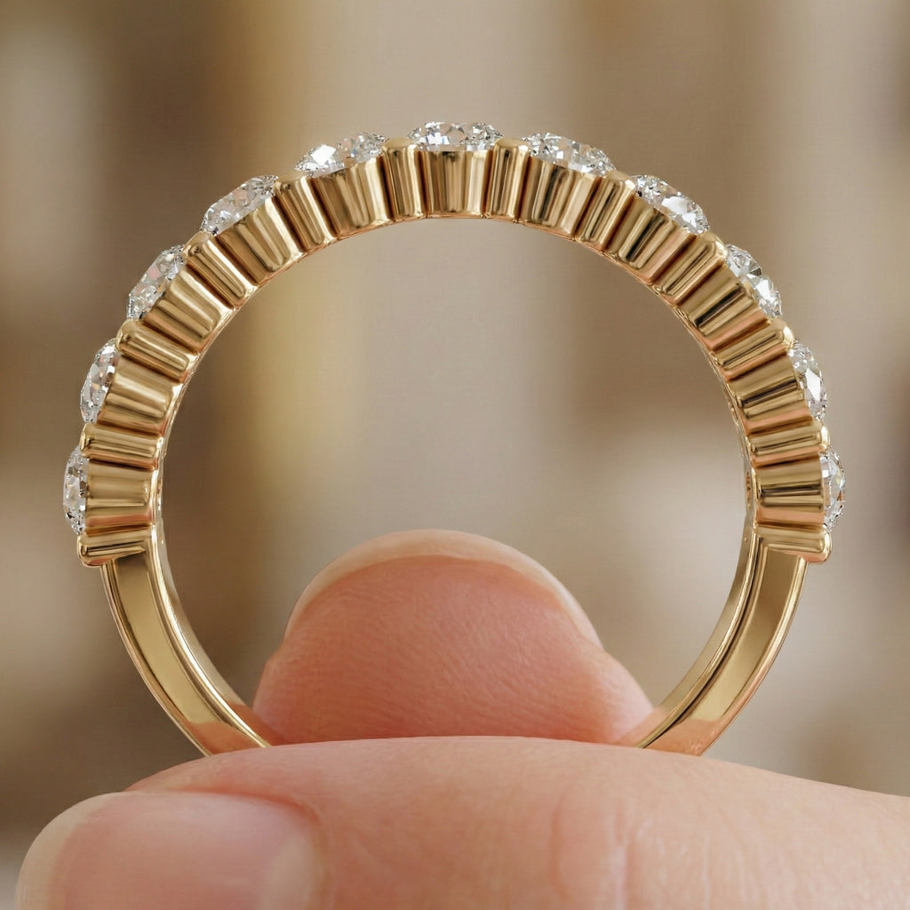 Dainty Prong Set Diamond Wedding Band in 14K Solid Gold, 1.10 TCW Round Cut Lab Grown Diamonds, Bridal Gift, Promise Jewelry