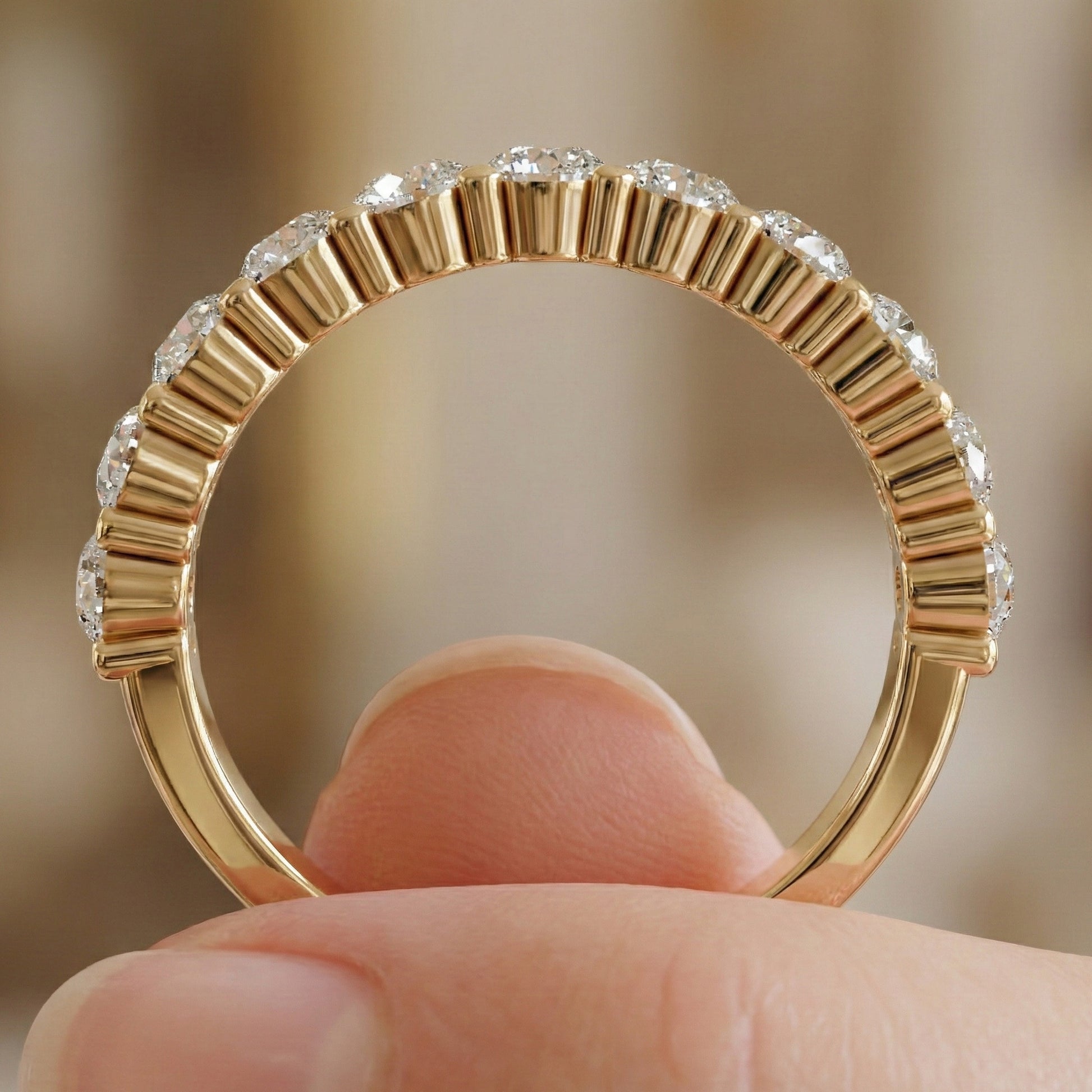 Dainty Prong Set Diamond Wedding Band in 14K Solid Gold, 1.10 TCW Round Cut Lab Grown Diamonds, Bridal Gift, Promise Jewelry