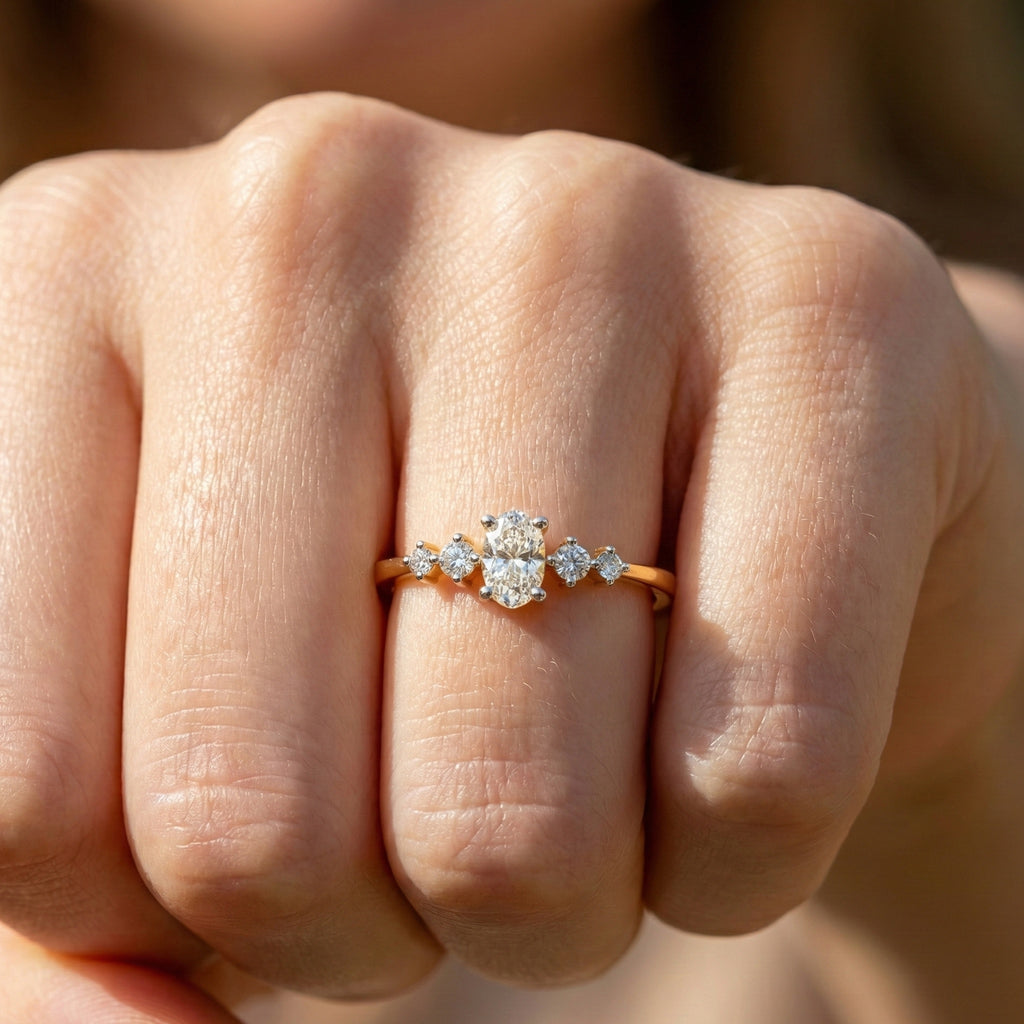 Vintage-Inspired Oval Stacker Wedding Ring in 14K Solid Gold, 0.18 CT Oval Cut Lab Grown Diamond, Promise Ring, Anniversary Gift For Her