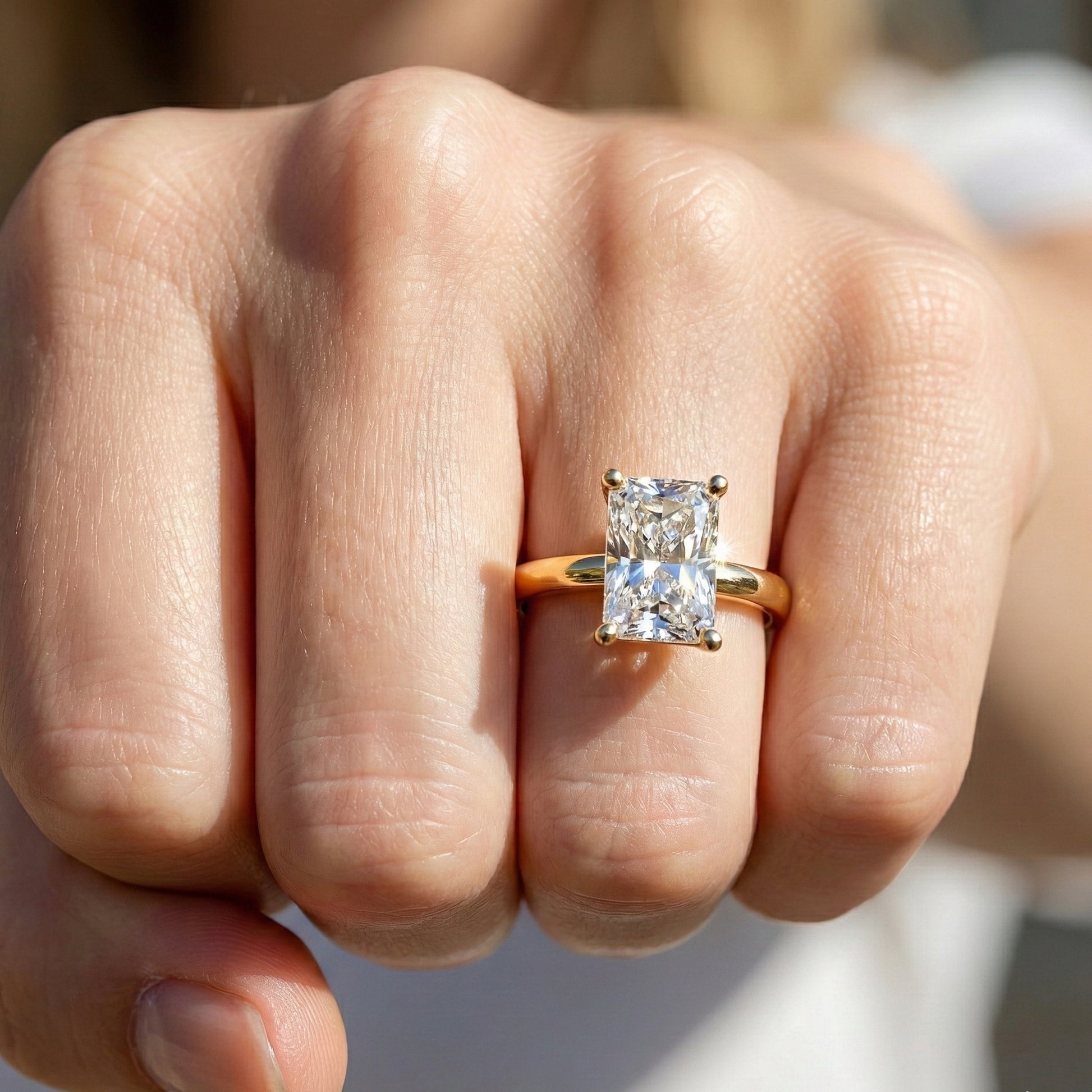 Timeless Radiant Solitaire Engagement Ring in 14K Solid Gold, 2.00 CT Radiant Cut Lab Grown Diamond, Handmade Fine Jewelry, Anniversary Gift for Women