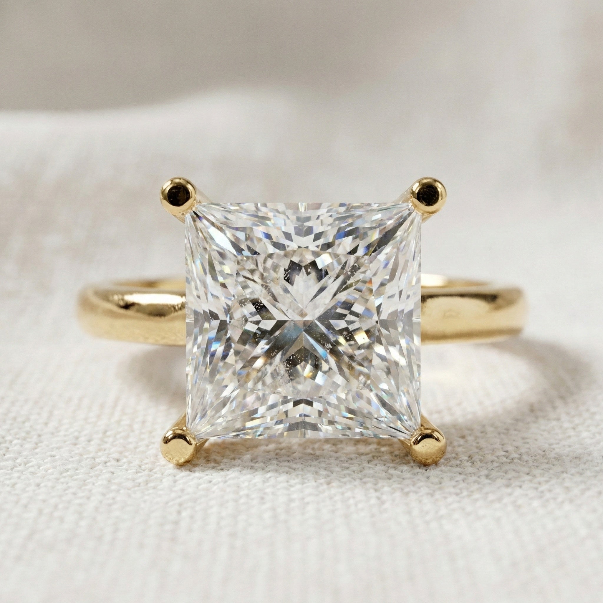 2.50 CT Princess Four Prong Hidden Halo Engagement Ring, 14K Solid Gold Wedding Band, Promise Ring for Women, Bridal Jewelry Gift