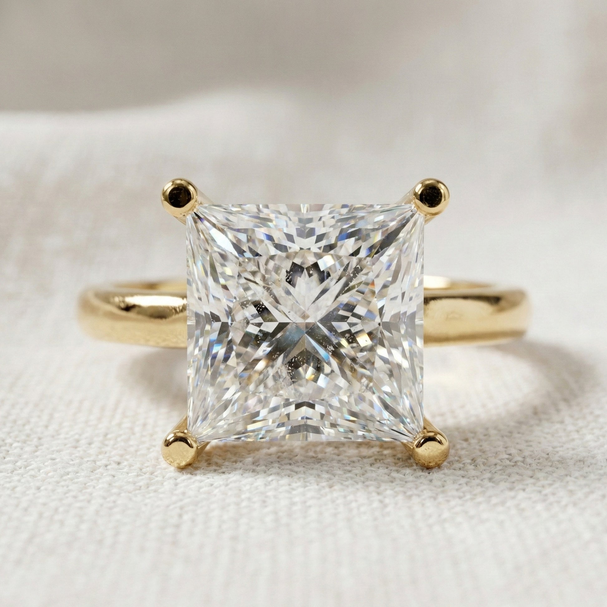 2.50 CT Princess Four Prong Hidden Halo Engagement Ring, 14K Solid Gold Wedding Band, Promise Ring for Women, Bridal Jewelry Gift