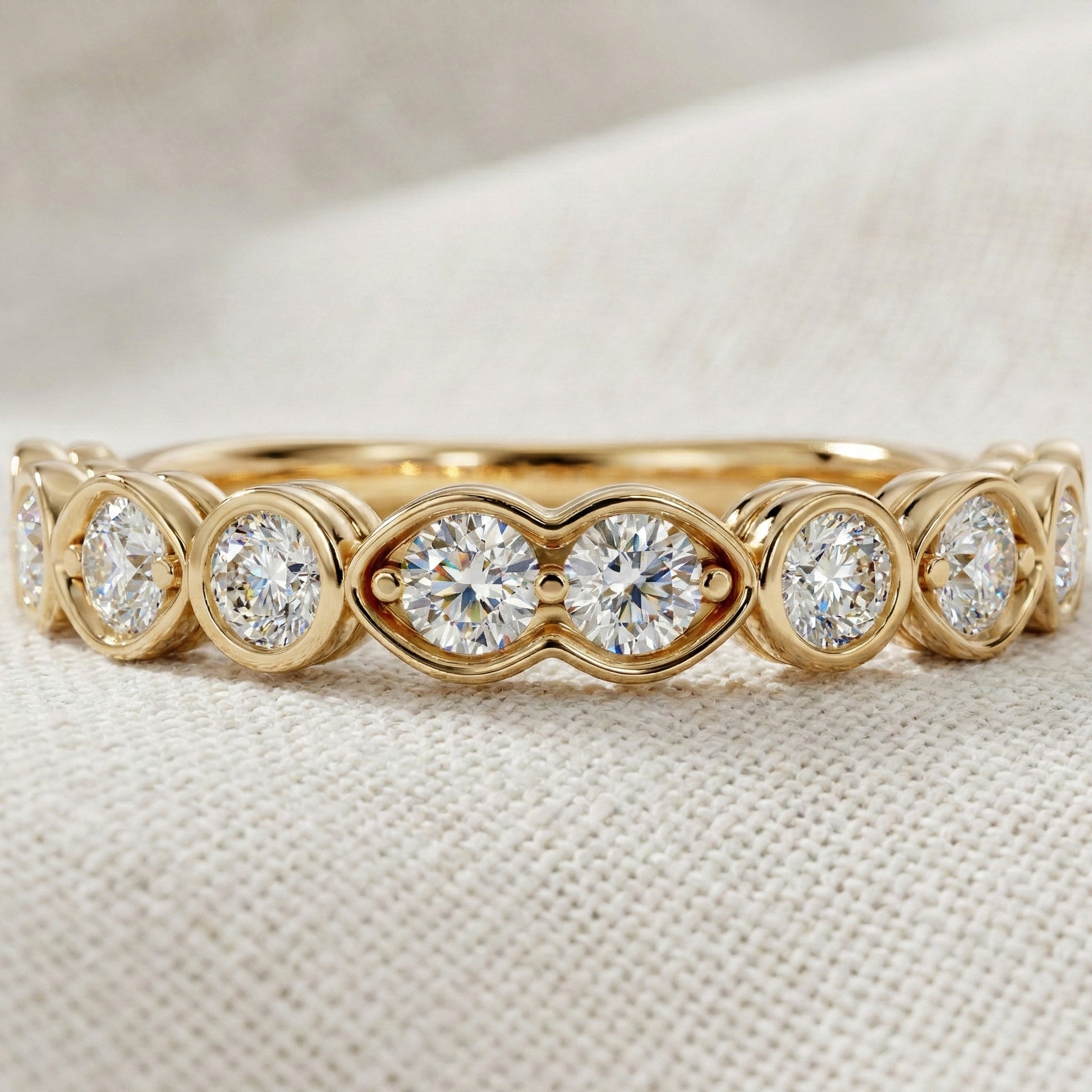 Vintage Marquise Eternity Wedding Band in 14K Solid Gold, 0.65 TCW Round Cut Lab Grown Diamonds, Propose Ring, Gift For Her