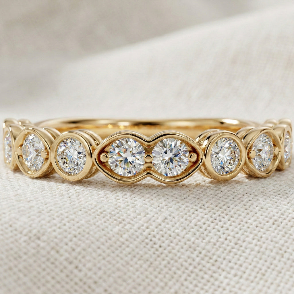 Vintage Marquise Eternity Wedding Band in 14K Solid Gold, 0.65 TCW Round Cut Lab Grown Diamonds, Propose Ring, Gift For Her