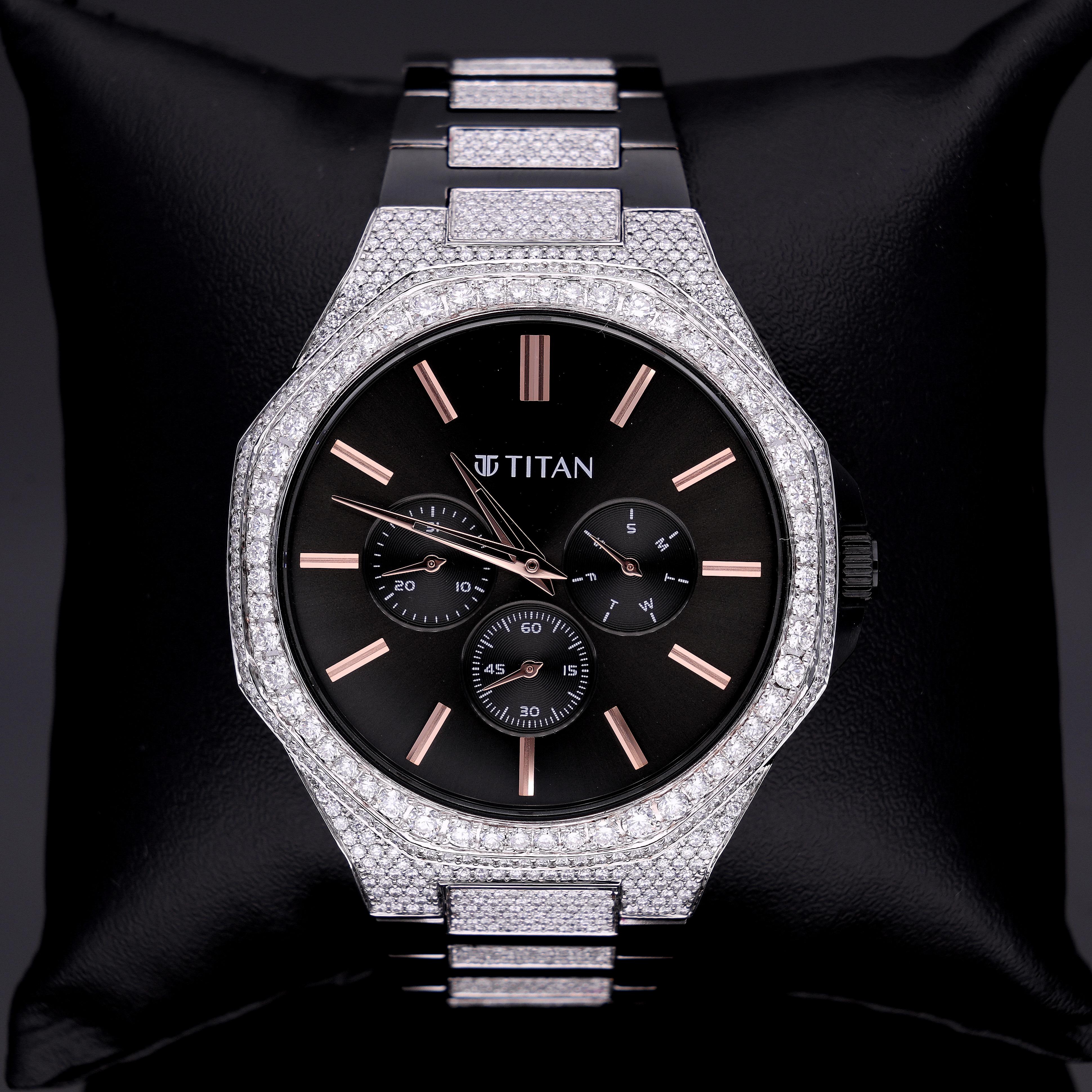Customized Diamond Watch, Stainless Steel Strap Watch For Men
